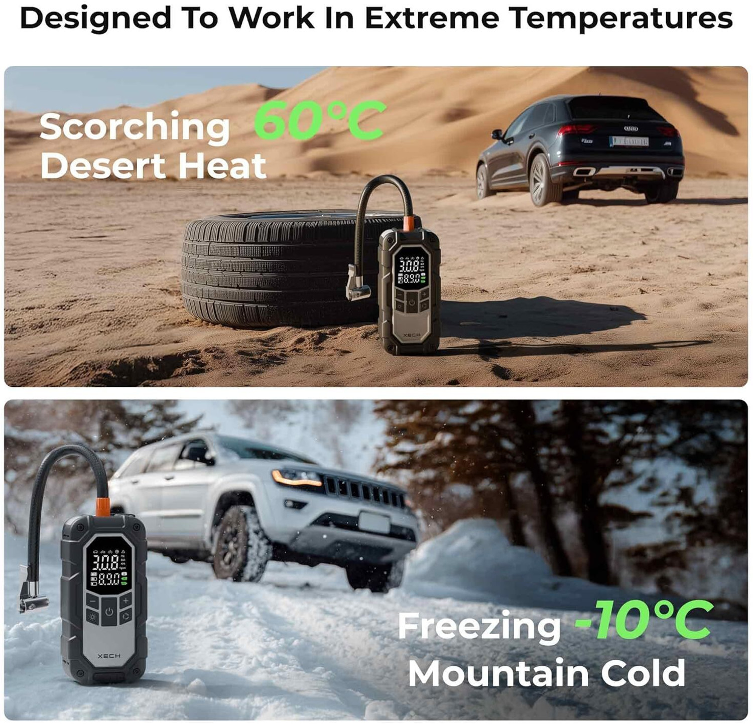 Image of xech 4-in-1 Car Jump Starter with Cordless Tyre Inflator 150 PSI Portable JumpX 800A 1.5 ft Battery Jumper Starter