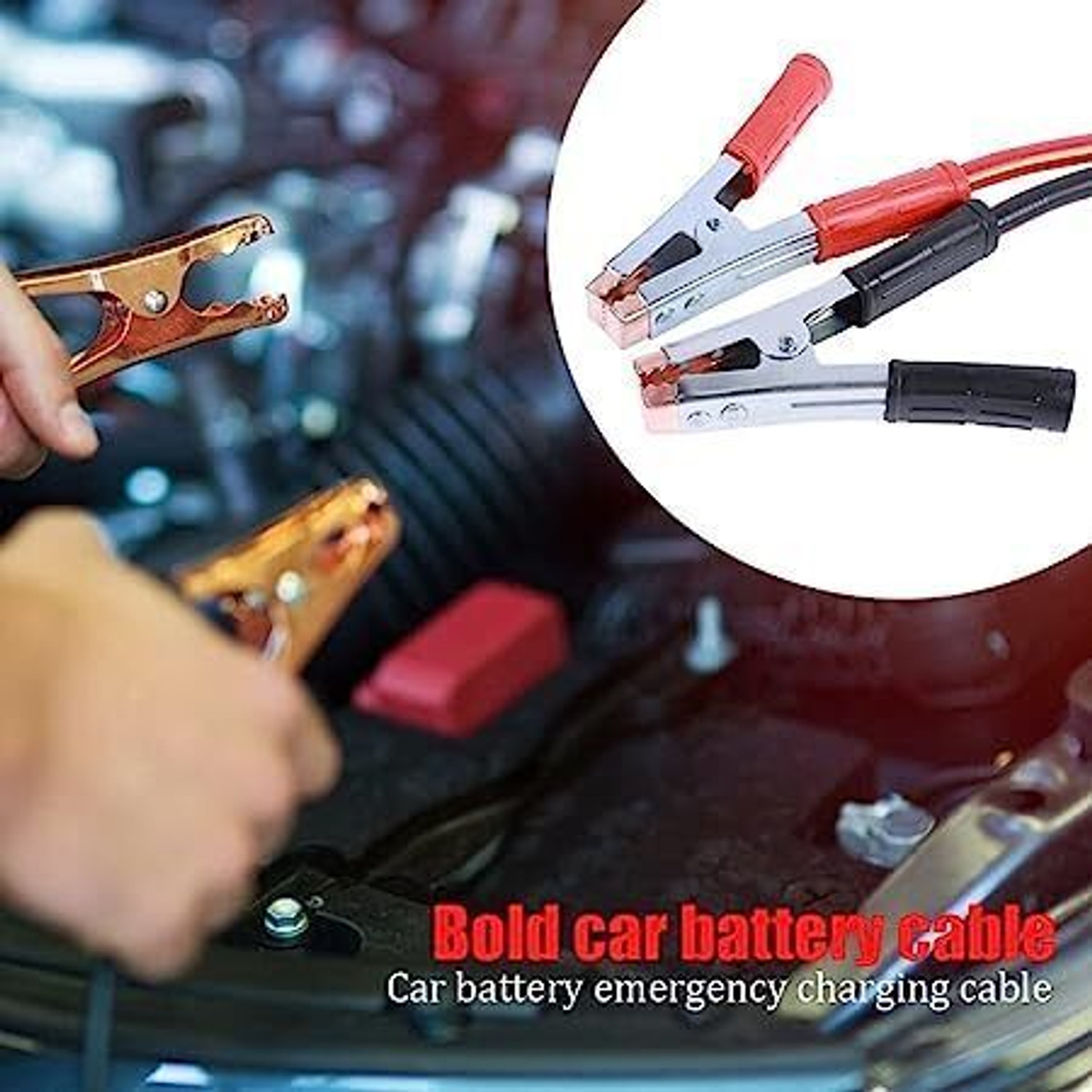 Image of Gney Premium Car Heavy Duty Jump Start Leads Booster Cables [1500AMP] 6.5 ft Battery Jumper Cable