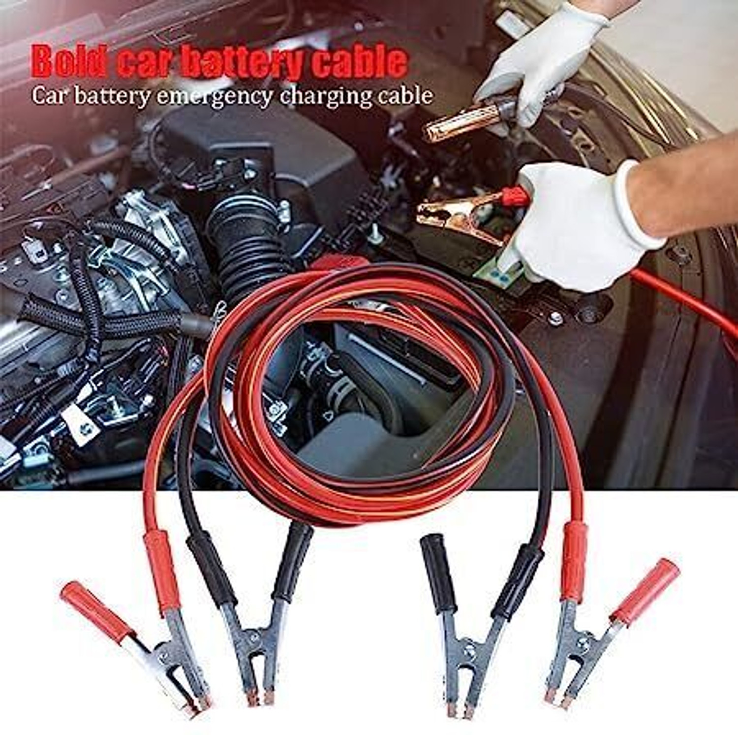 Image of Gney Premium Car Heavy Duty Jump Start Leads Booster Cables [1500AMP] 6.5 ft Battery Jumper Cable