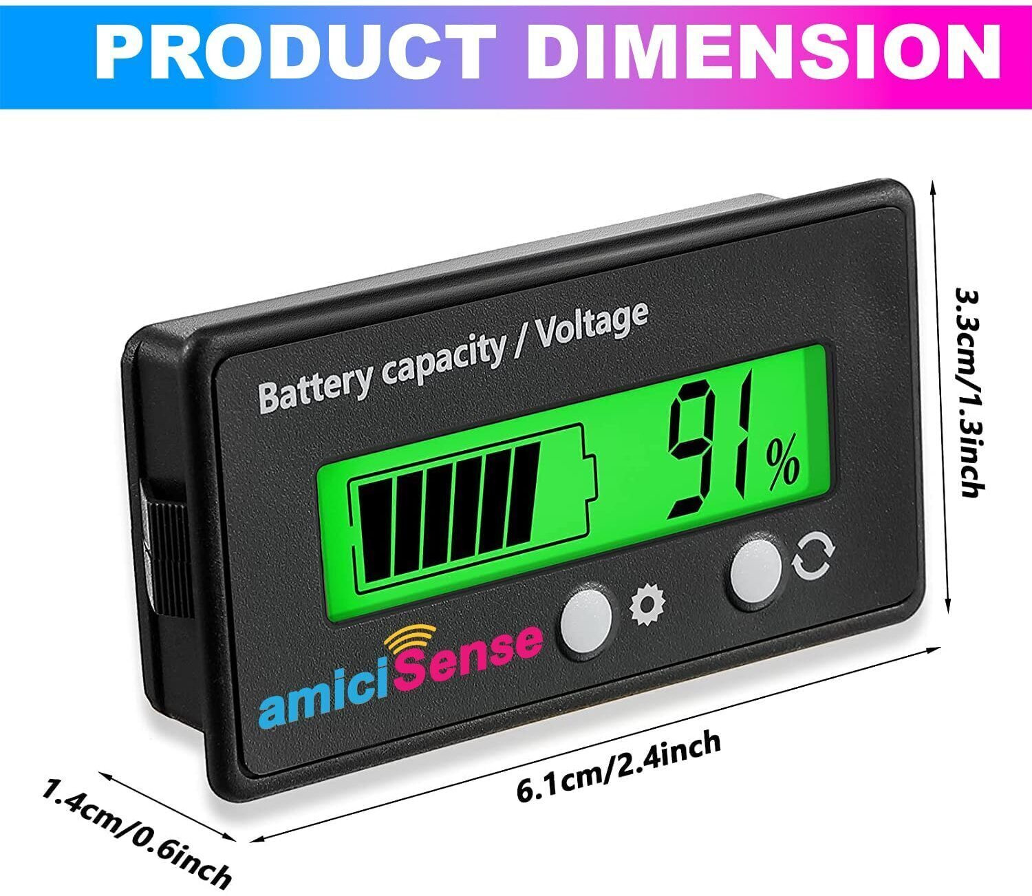 Image of amiciSense 8~70V Lead Acid Capacity Indicator Voltmeter Monitor Display Digital Battery Tester