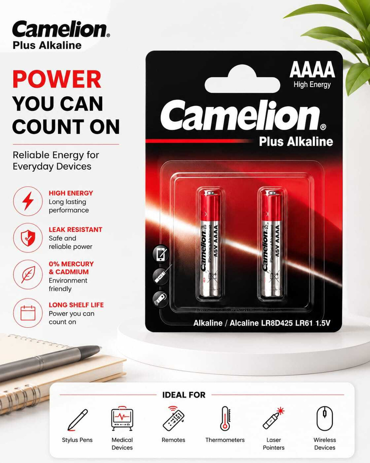 Image of Camelion AAAA BATTERY PACK OF 2 Battery