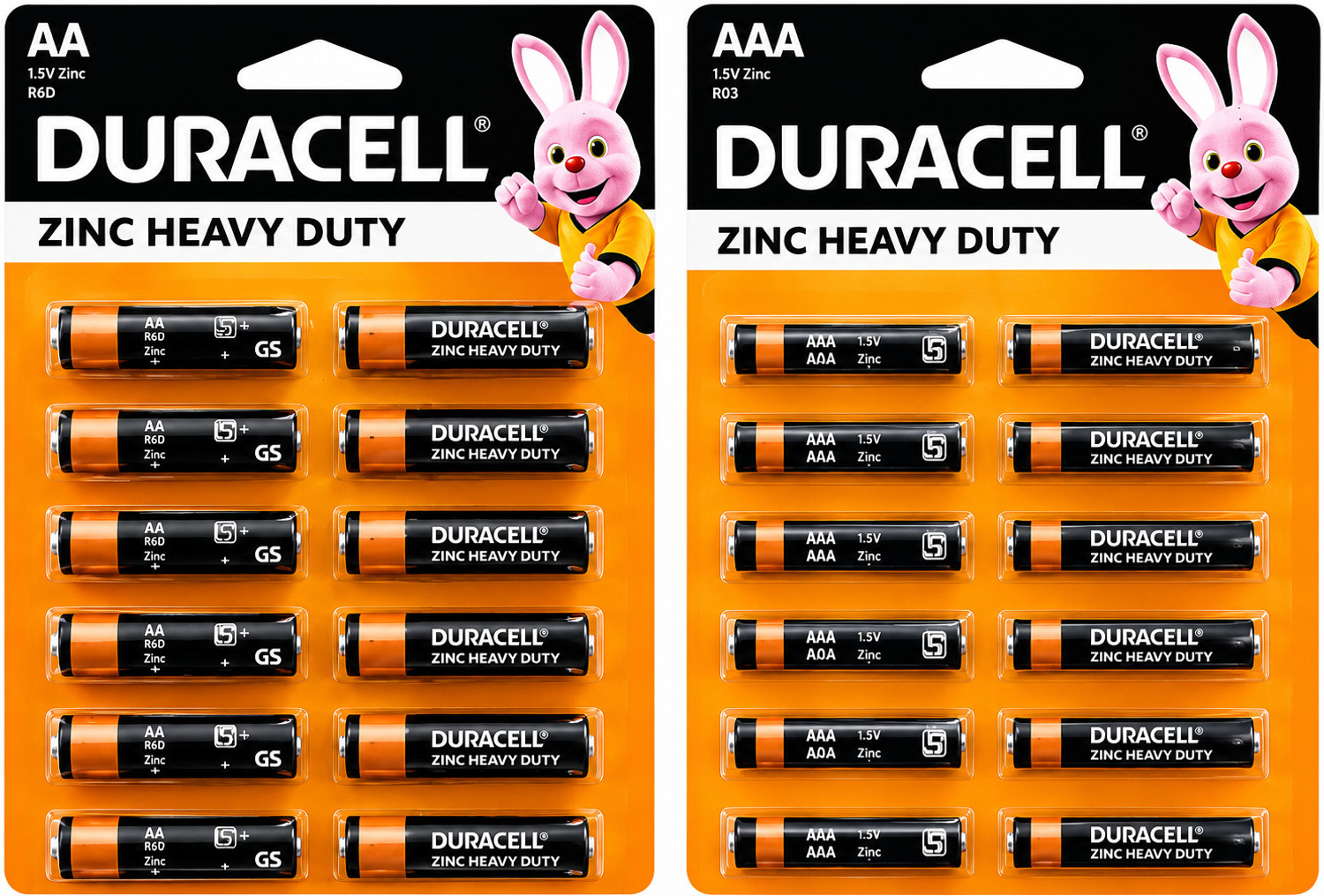 Image of DURACELL Zinc Heavy Duty AA AND AAA Batteries, 1.5V Leak-Resistant Power Battery