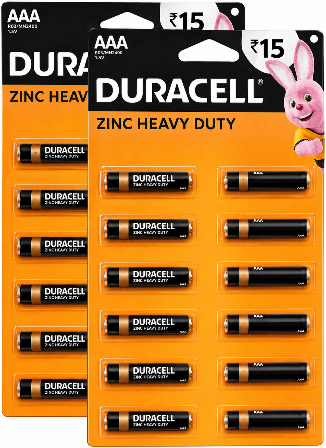 Image of DURACELL ZINC HEAVY DUTY AAA BATTERIES 1.5V LEACK RESISTANT POWER Battery (Pack of 12)