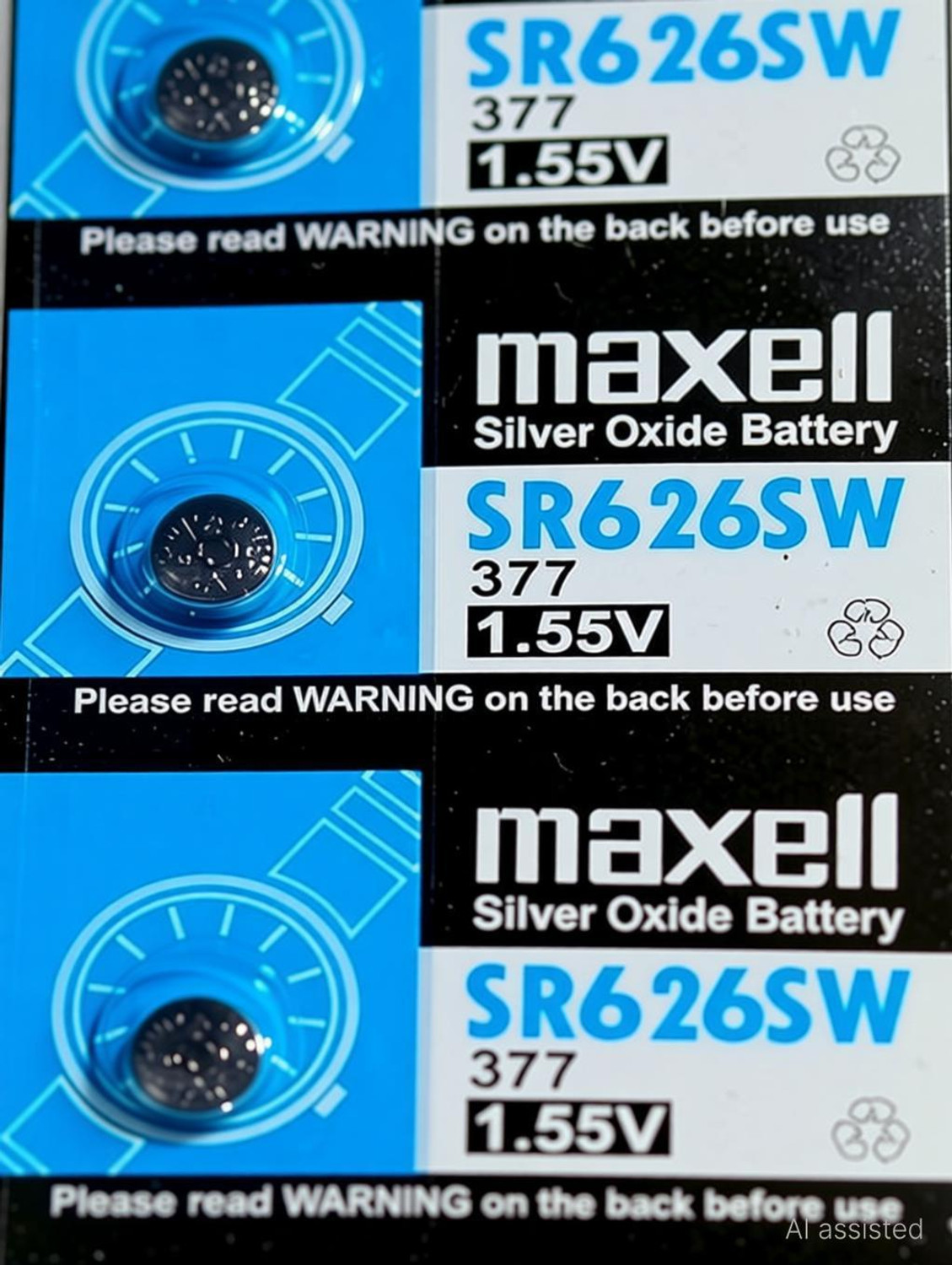 Image of Maxell SR626SW 1.55V Silver Oxide (Pack of 5) Battery
