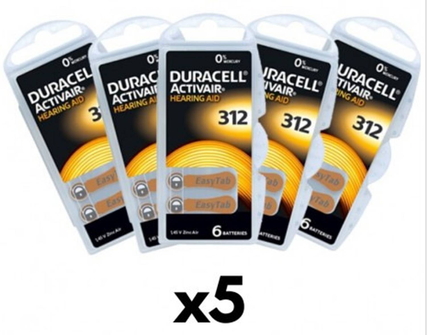 DURACELL Hearing Aid Size 312, 5 strip (30 ) Battery (Pack of