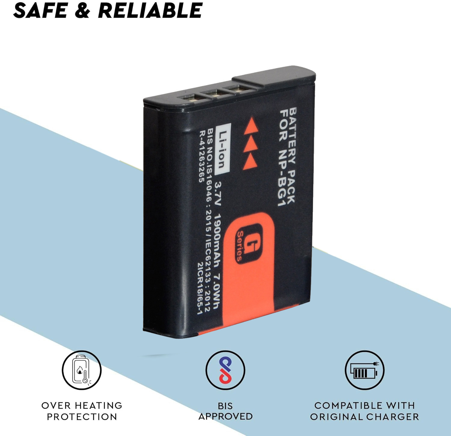 Image of Schsteindar NP-BG1 (1900 mAh) Rechargable Pack for Sony Cyber Shot Digital Camera Battery