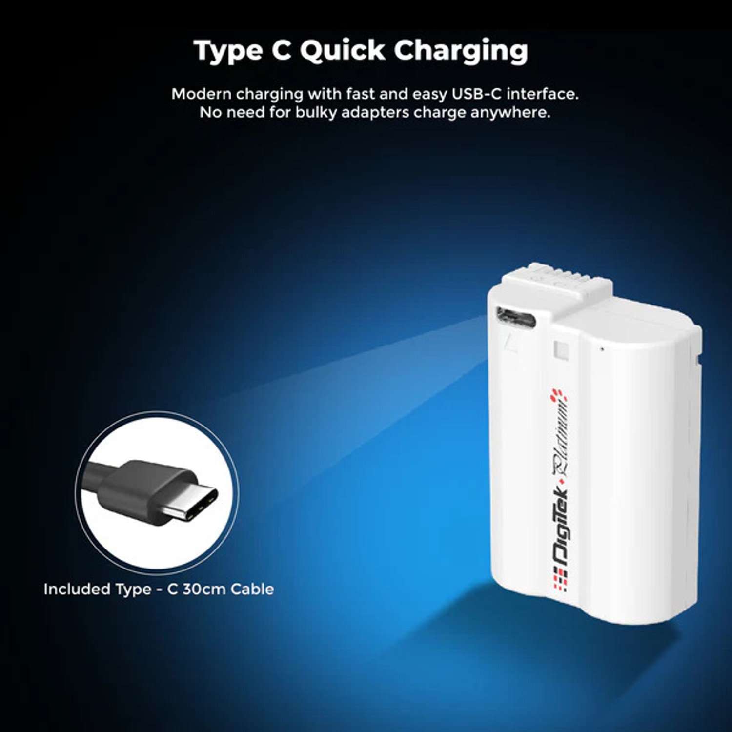 Image of DIGITEK EN-EL15 3000mAh Lithium Ion C Type Rechargeable Battery