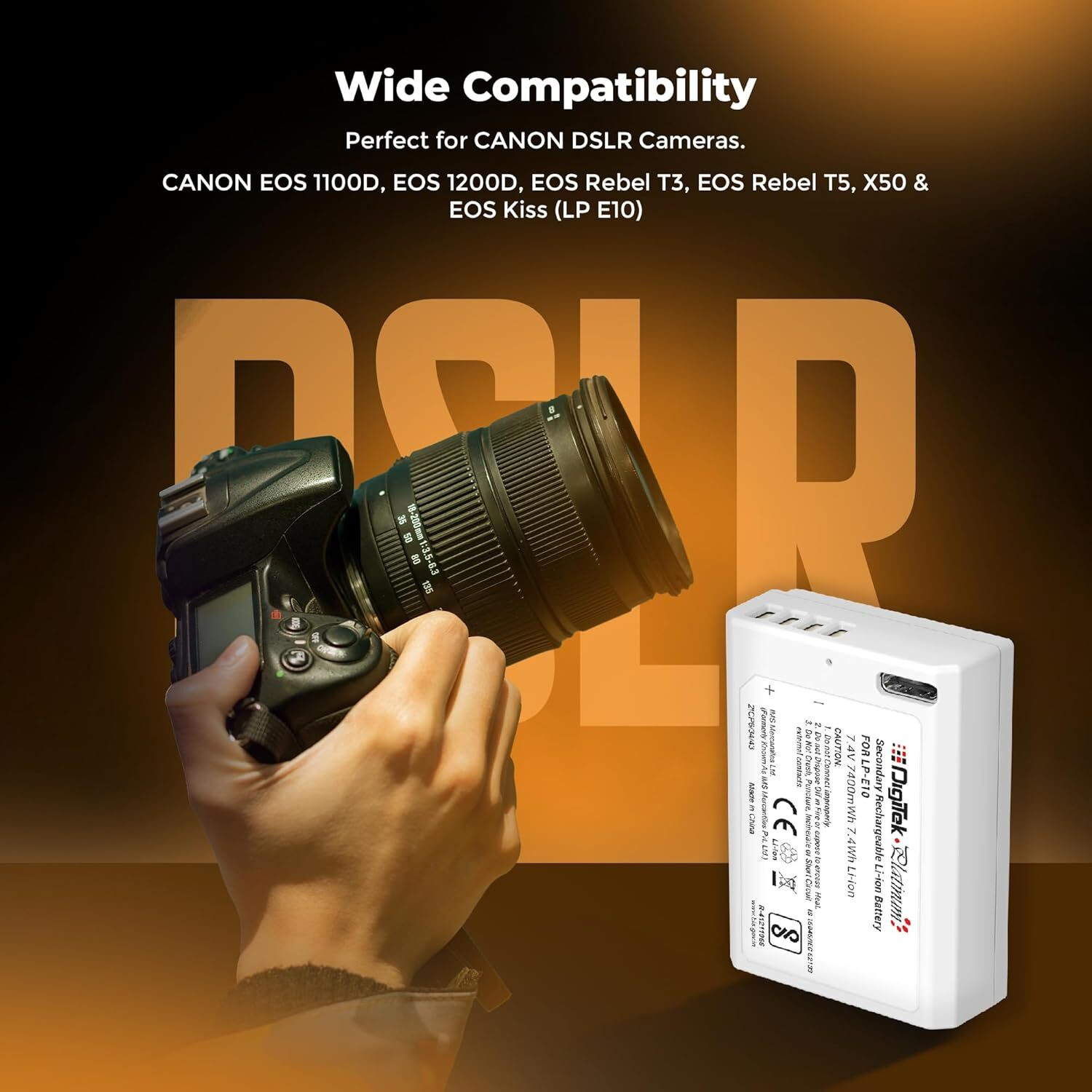 Image of DIGITEK Platinum LP E10 Type C 1260mAh Li-ion for Canon DSLR Cameras Battery
