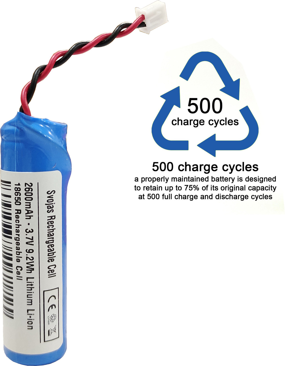 Image of Svojas 18650 Rechargeable 2600 mAh 3.7 Volt Li-ion 2 Pcs battery Battery