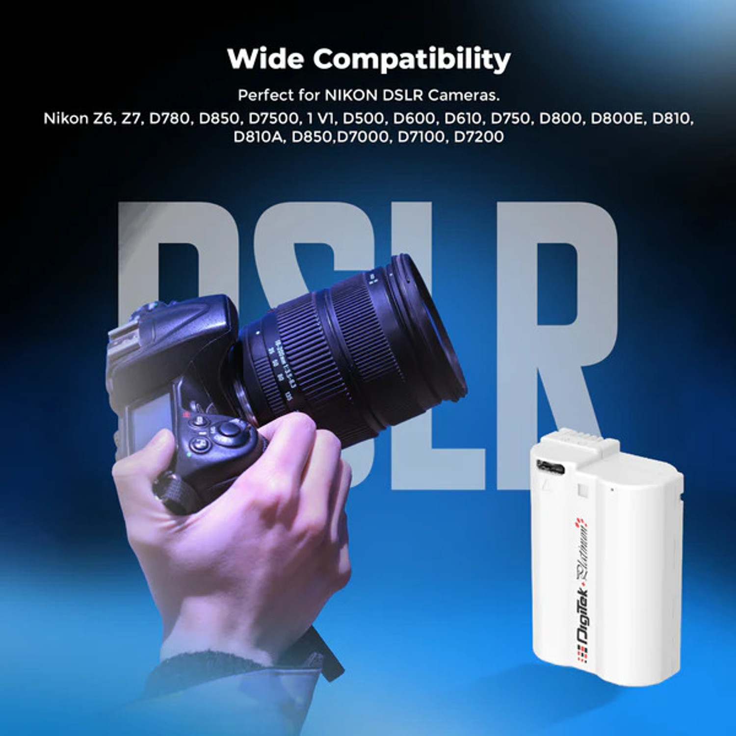 Image of DIGITEK EN-EL15 3000mAh Lithium Ion C Type Rechargeable Battery