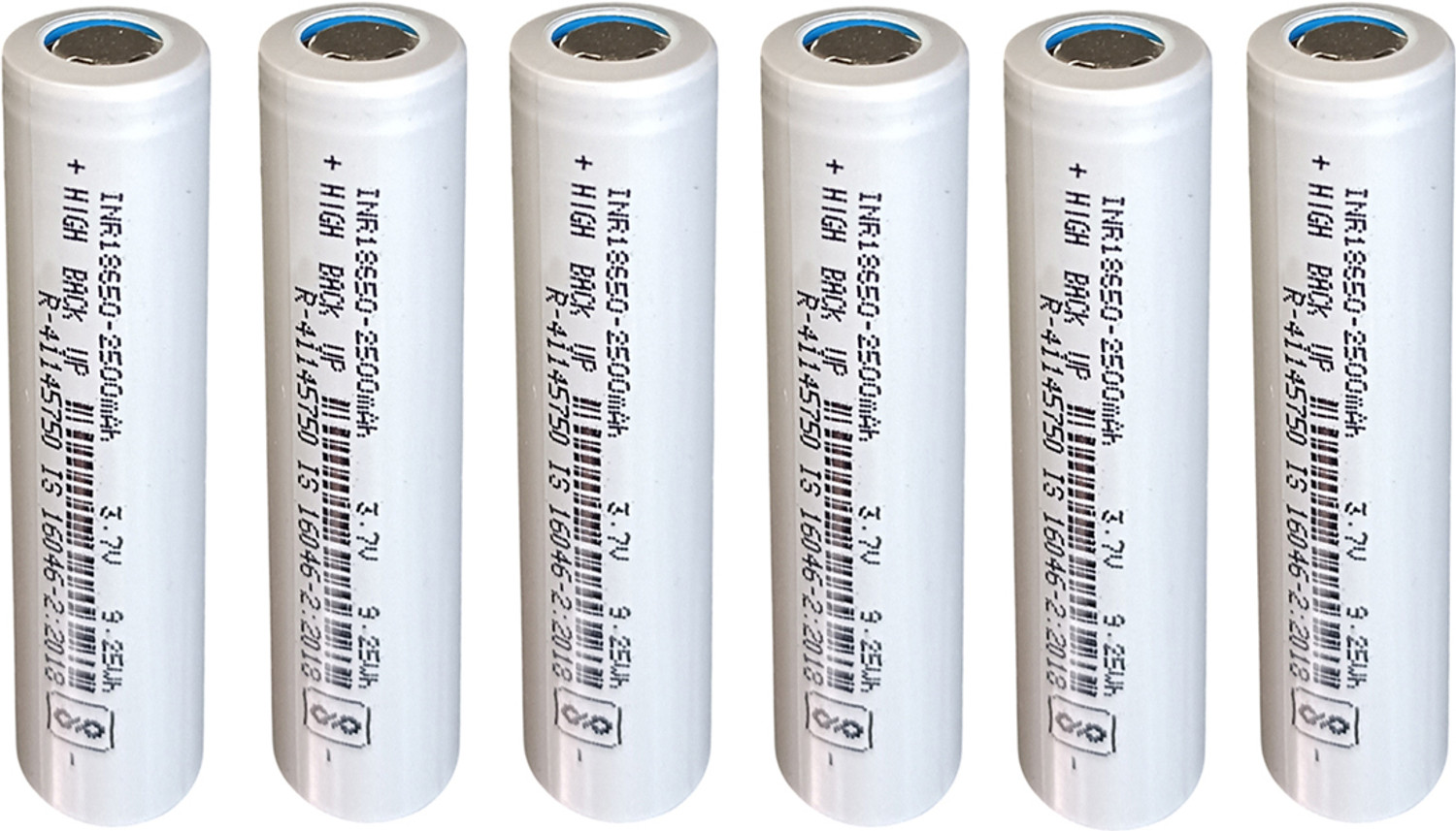 Image of CONSONANTIAM 6 pcs Lithium Ion 18650 3.7 Volt 2500 mAH Lithium Ion Cell Rechargeable Battery