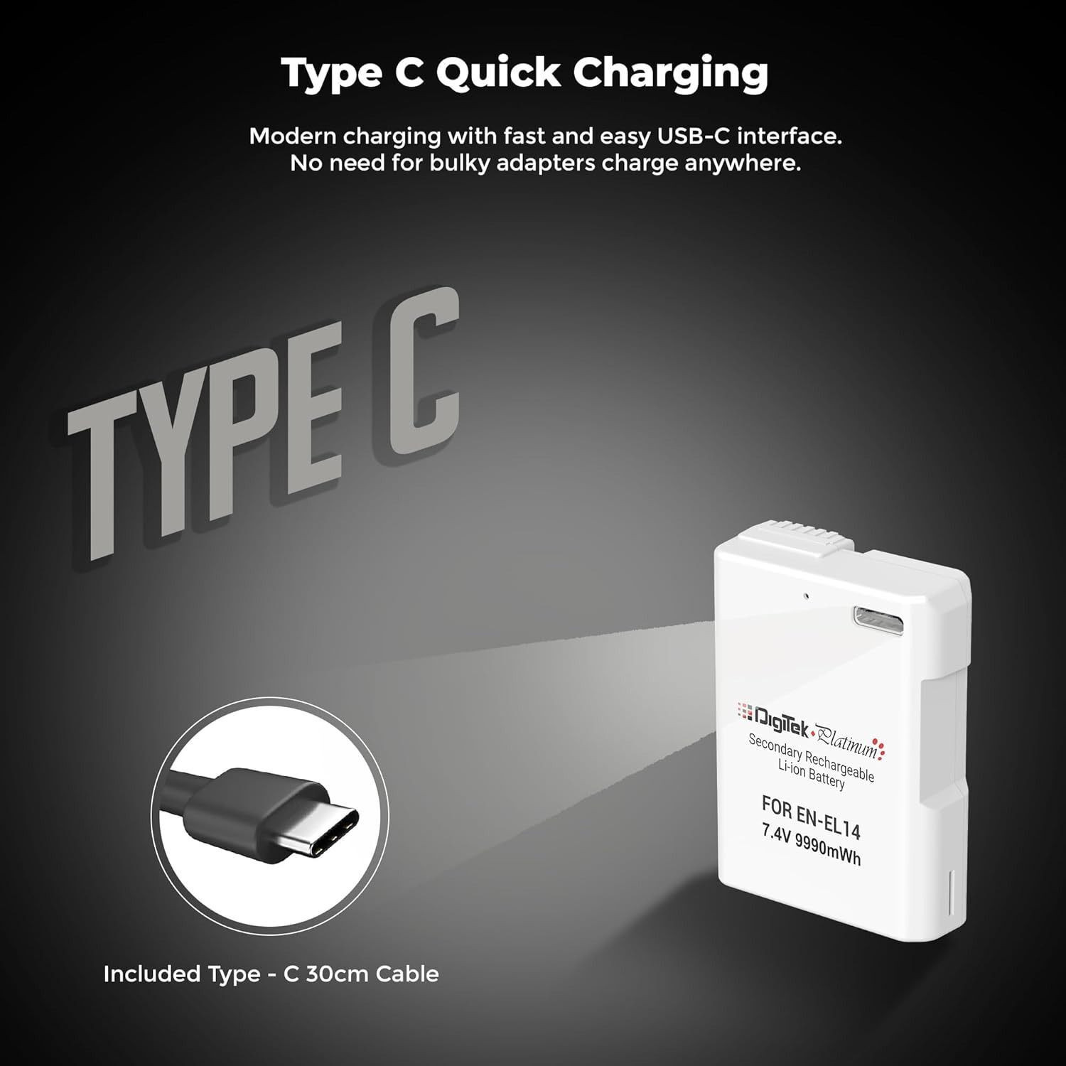 Image of DIGITEK EN-EL14 Type C 1600mAh Li-ion for Nikon Camera Battery