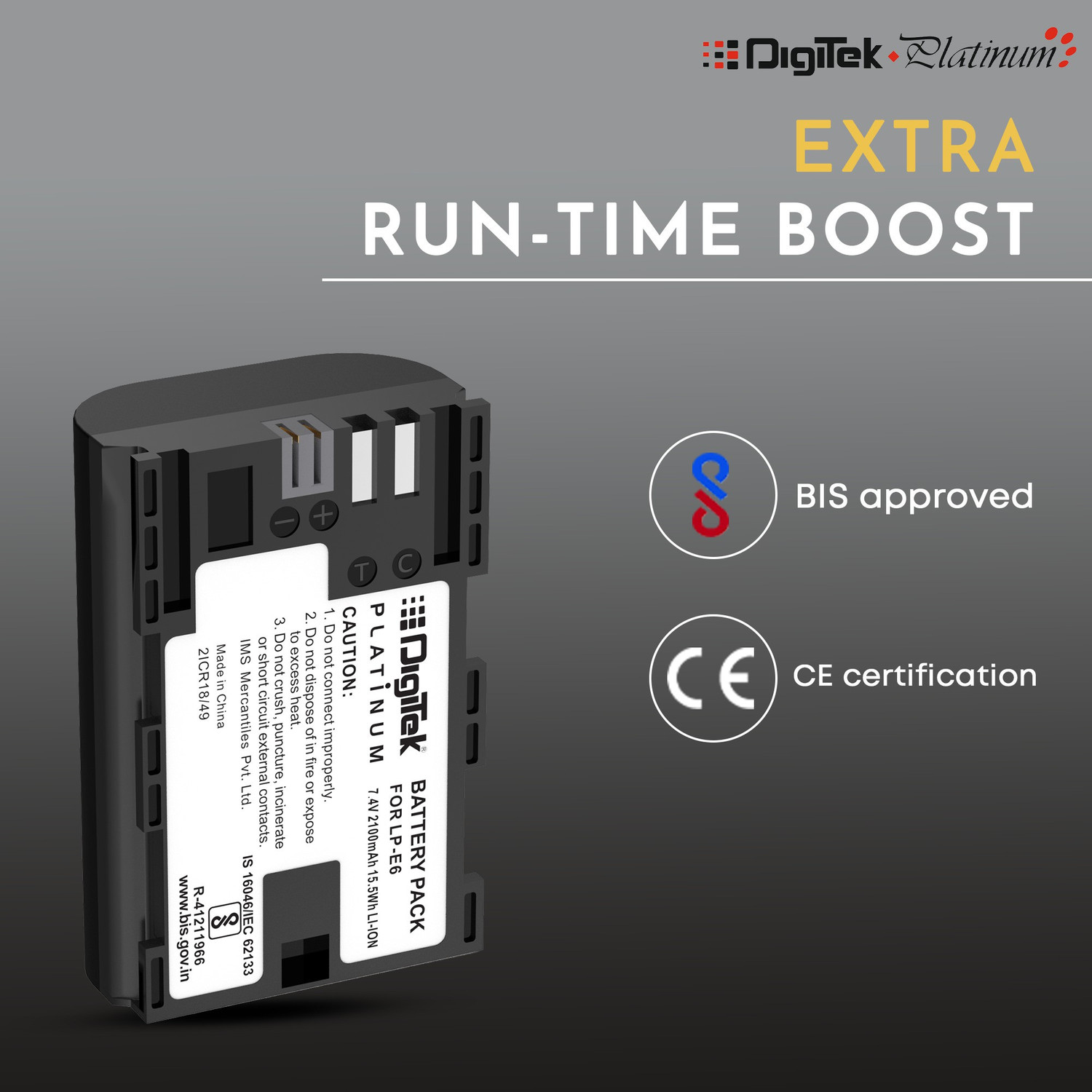 Image of DIGITEK Platinum LP-E6 Battery