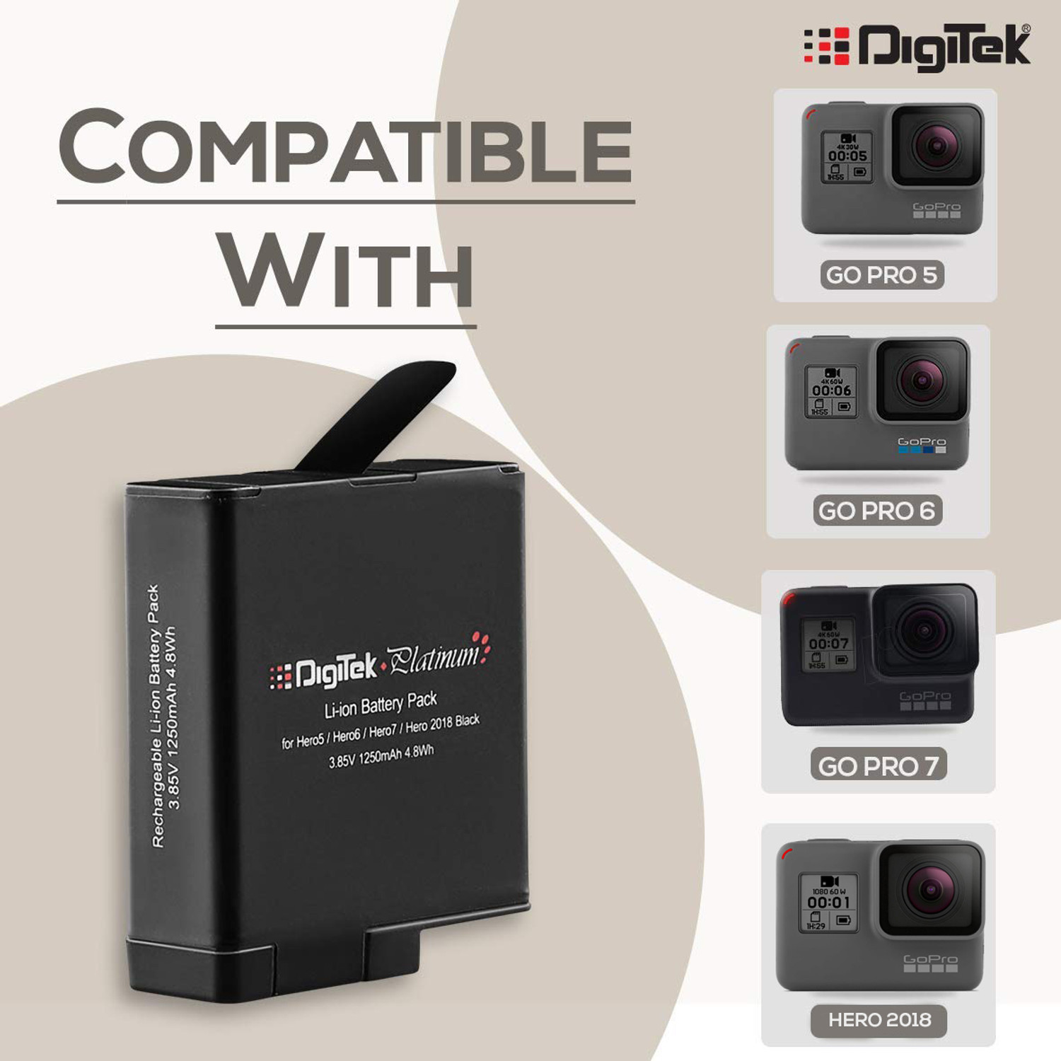 Image of DIGITEK Platinum Replacement for Hero 5 /6 /7 Battery