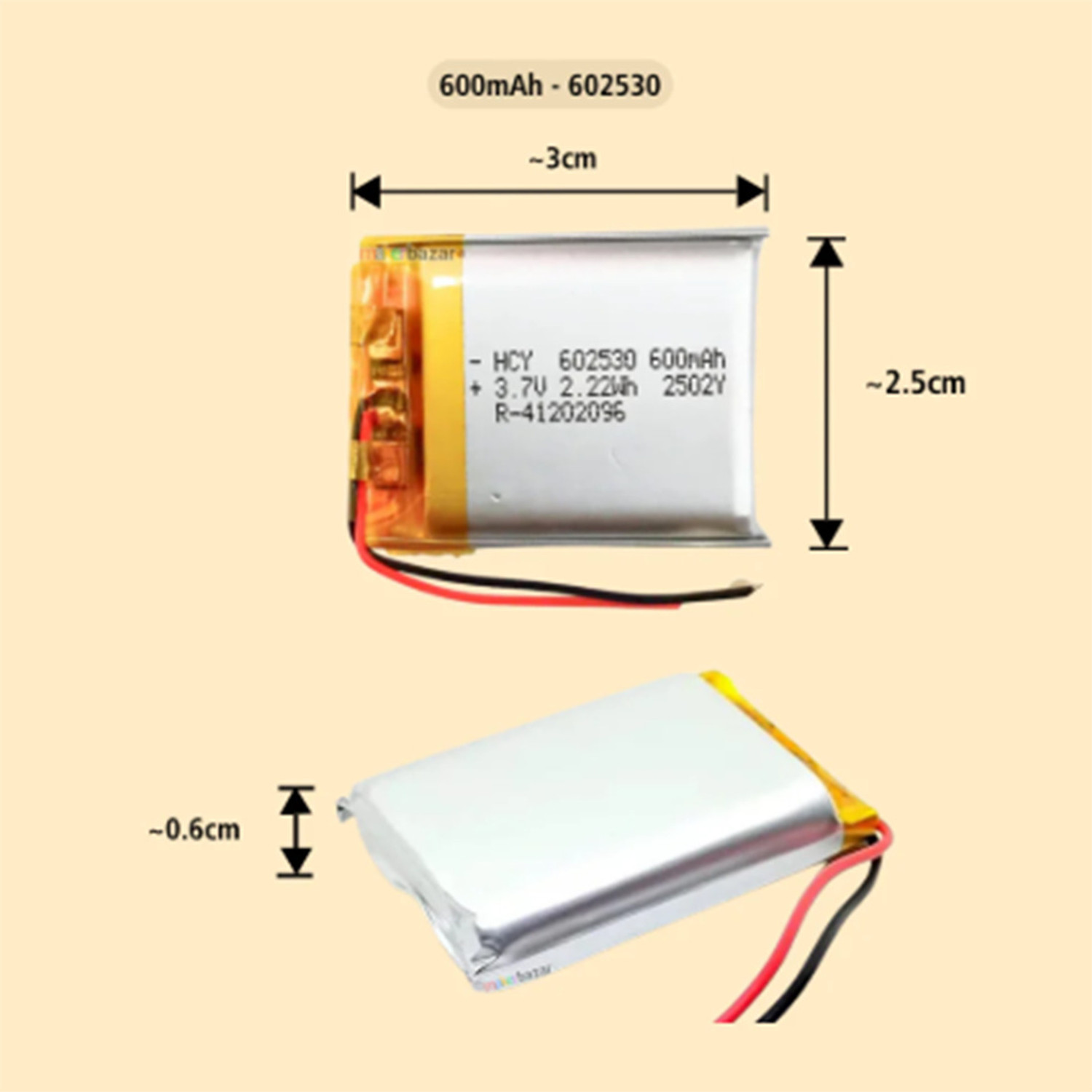 Image of SixOhms 602530 Battery