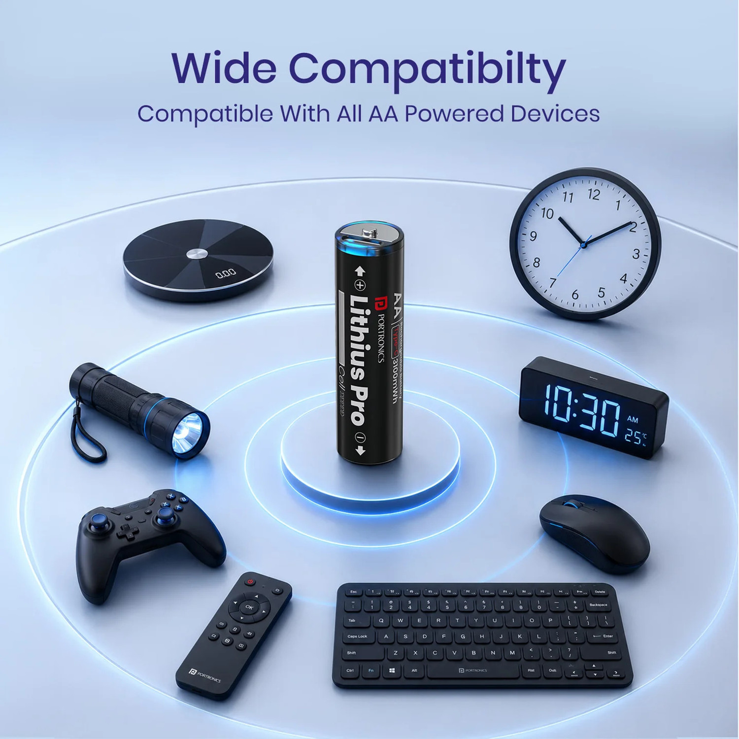 Image of Portronics AA Rechargeable Lithium Batteries Type C, Upto 2066mAh Capacity Battery