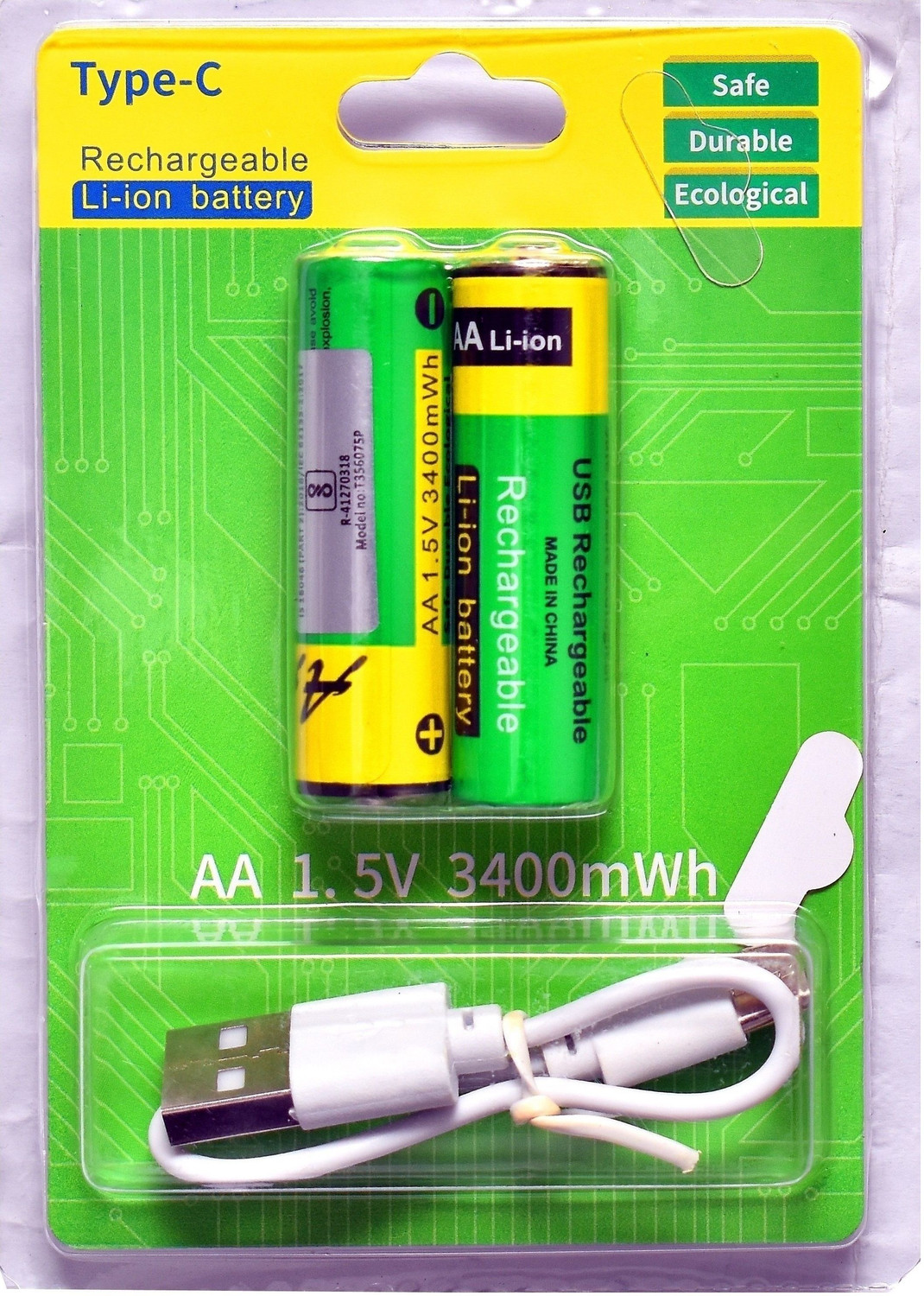 Image of MY BABY LOVE A PERFECT CARE USB Type-C Rechargeable AA 1.5V 750mAh Lithium-Ion Cell Battery