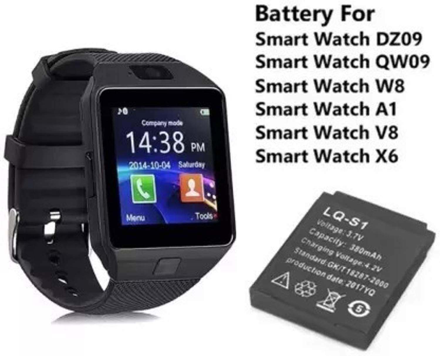 BSVR Certified Smartwatch  098 Original Suitable for DZ09, V8, A1, X6 380 mAh  Battery