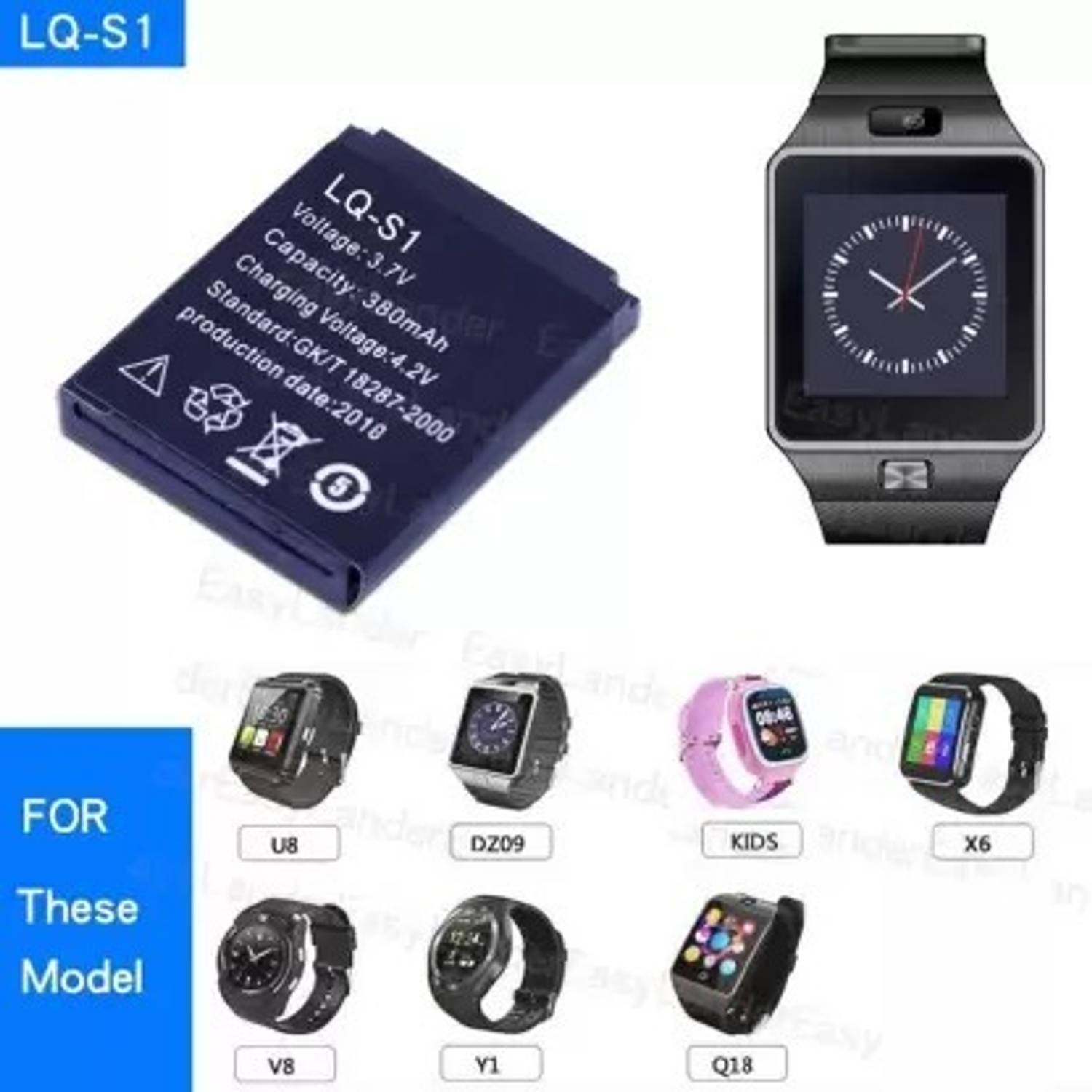 BSVR Certified Smartwatch 129 Original Suitable for DZ09, V8, A1, X6 380 mAh Battery