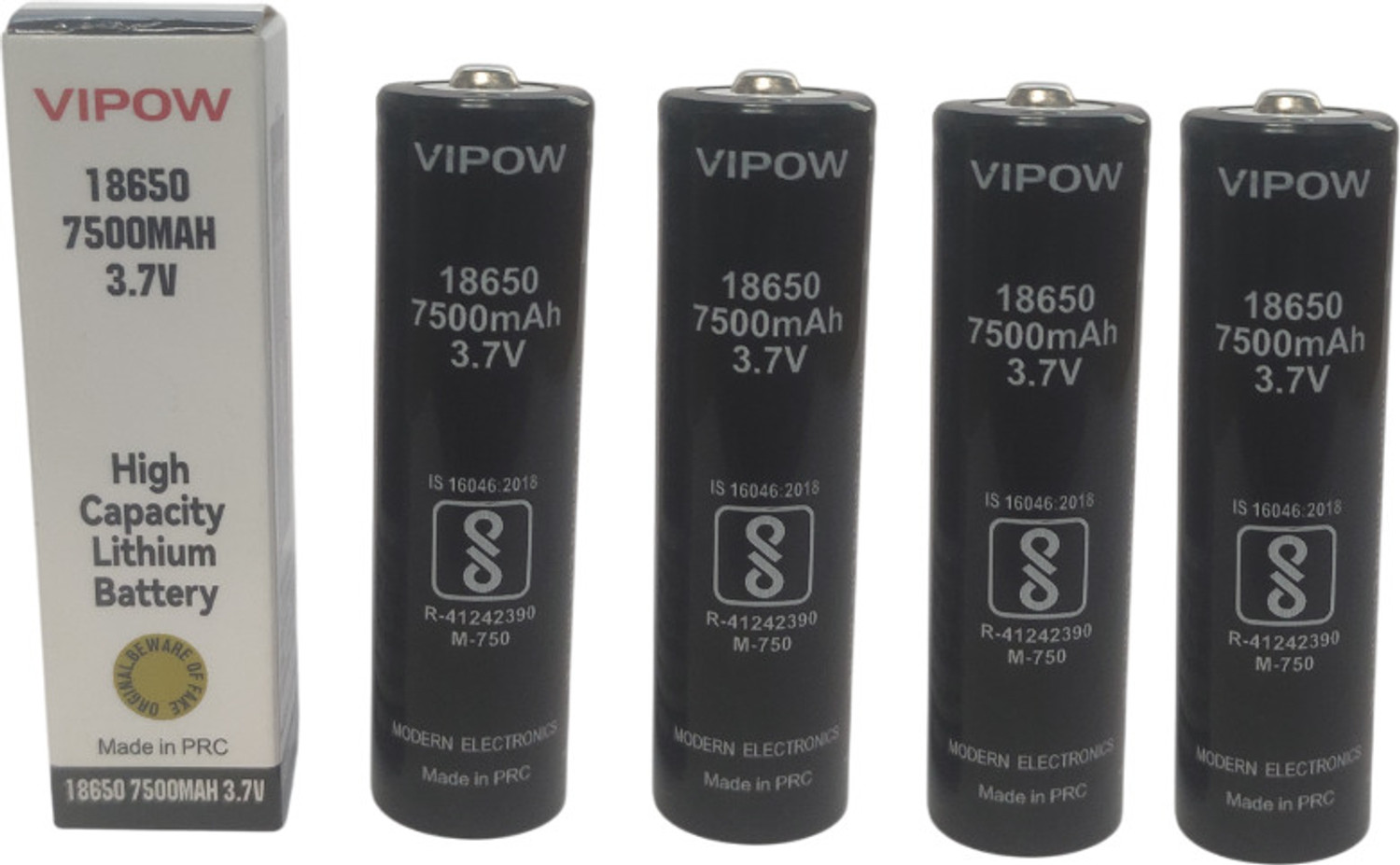Image of MONTU 18650 Lithium Ion 3.7V UP TO 7500 MAH Set Of 4 Top Pin Type Bottom Flat Type Battery