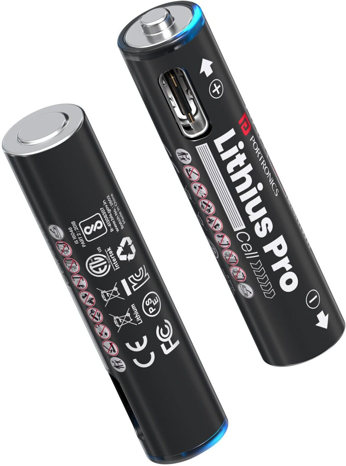 Image of Portronics AAA Lithius Pro Type C Rechargeable Batteries, Pack of 2,542mAh Capacity Battery