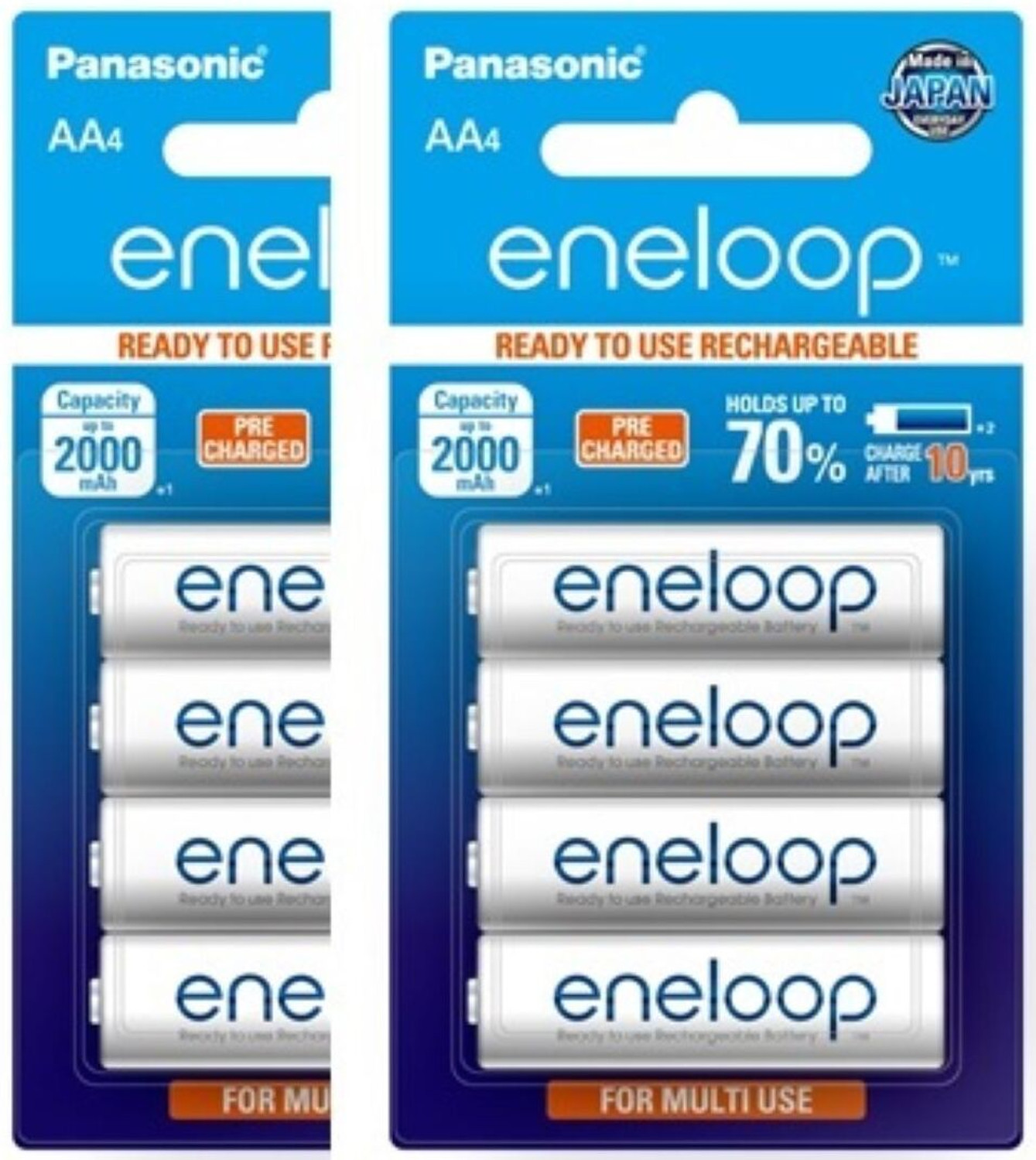 Image of Panasonic BK3MCCE /8BN ENELOOP AA Rechargeable 2000 mAh manufactured in Japan Battery