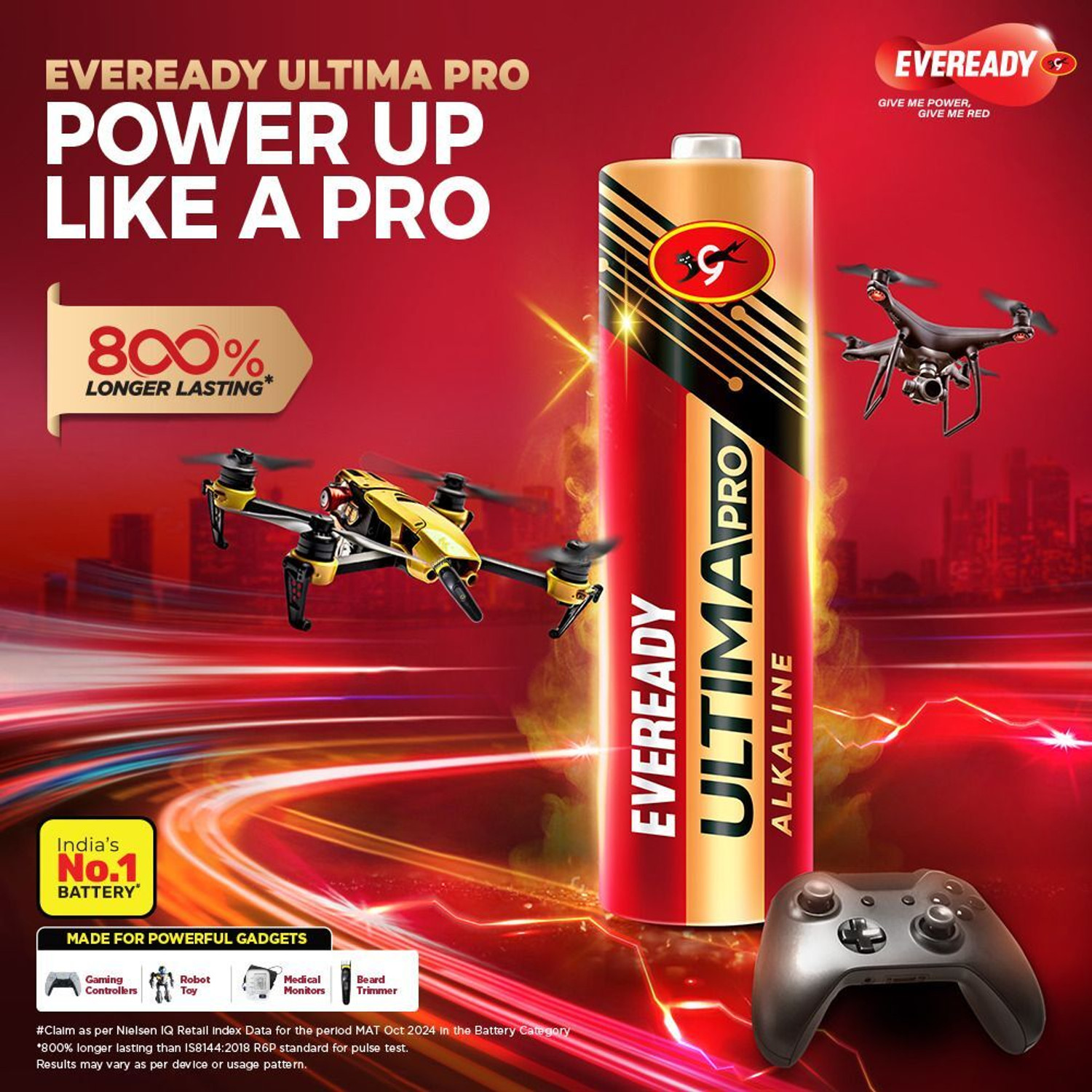 Image of EVEREADY Ultima Pro Alkaline, 800% Longer Lasting Battery