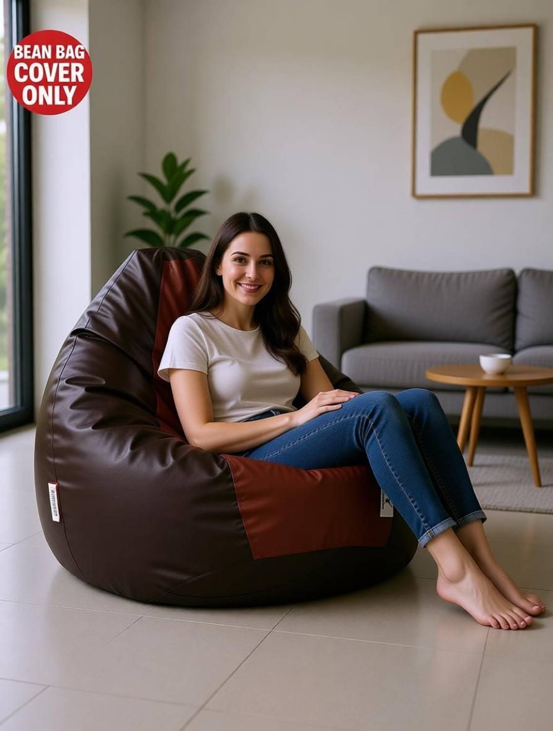 Sapience XXXL Tear Drop Bean Bag Cover Brown - Image 2