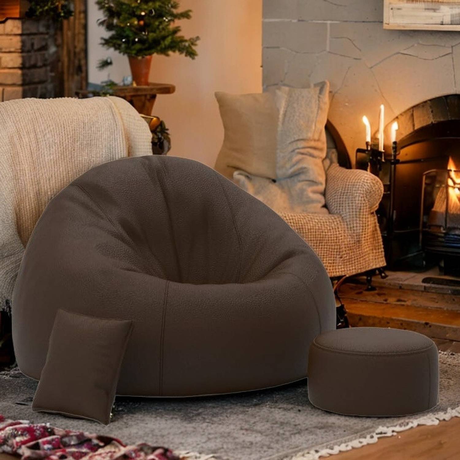 Devogue Jumbo Tear Drop Bean Bag Cover (Brown) - Image 2