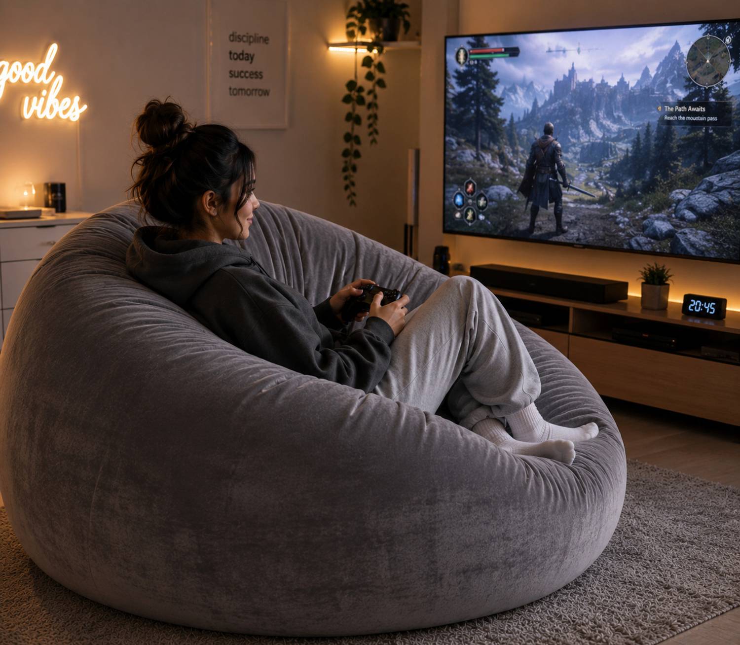 CIVVAM 4XL Gray Bean Bag Cover - Image 2