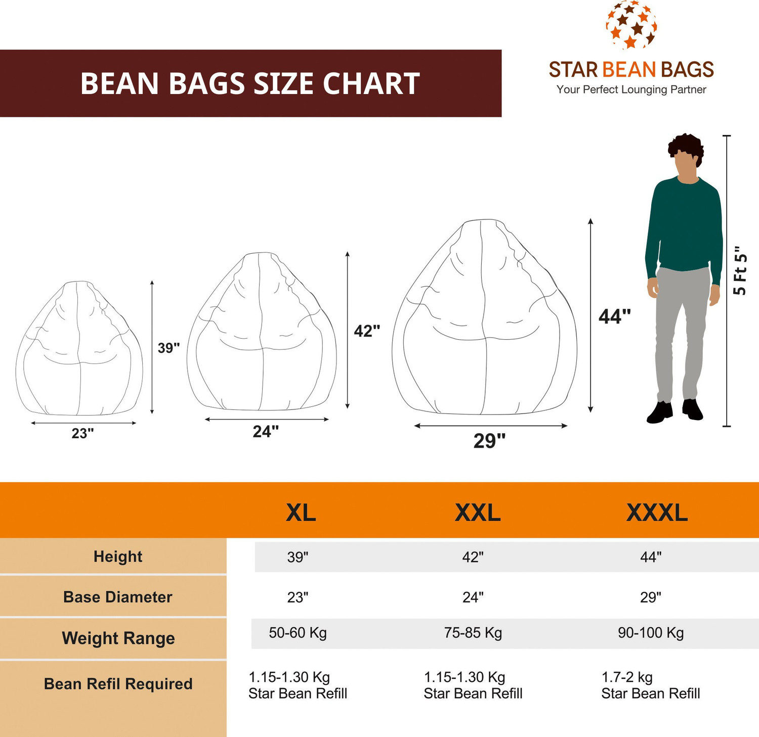 Image of STAR XXL Tear Drop Bean Bag Cover (Without Beans)