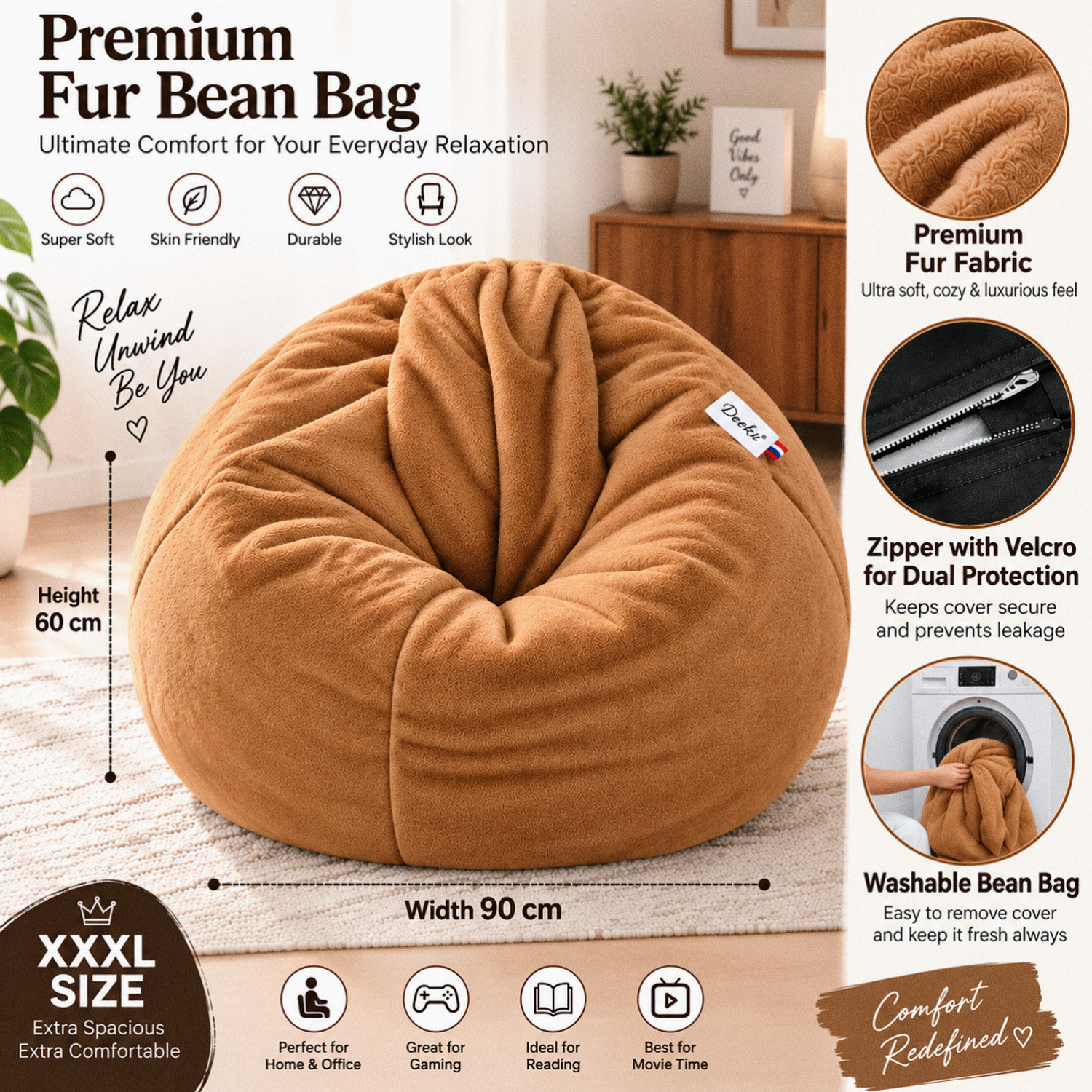 Image of Deeku Art XXXL Tear Drop Bean Bag Cover (Without Beans)