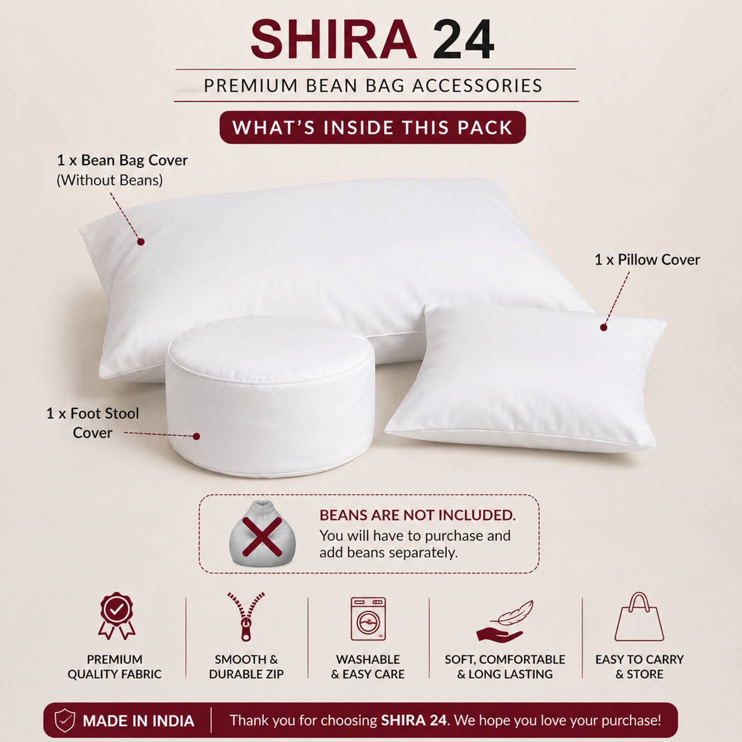 SHIRA 24 5XL Tear Drop Bean Bag Cover Black - Image 4