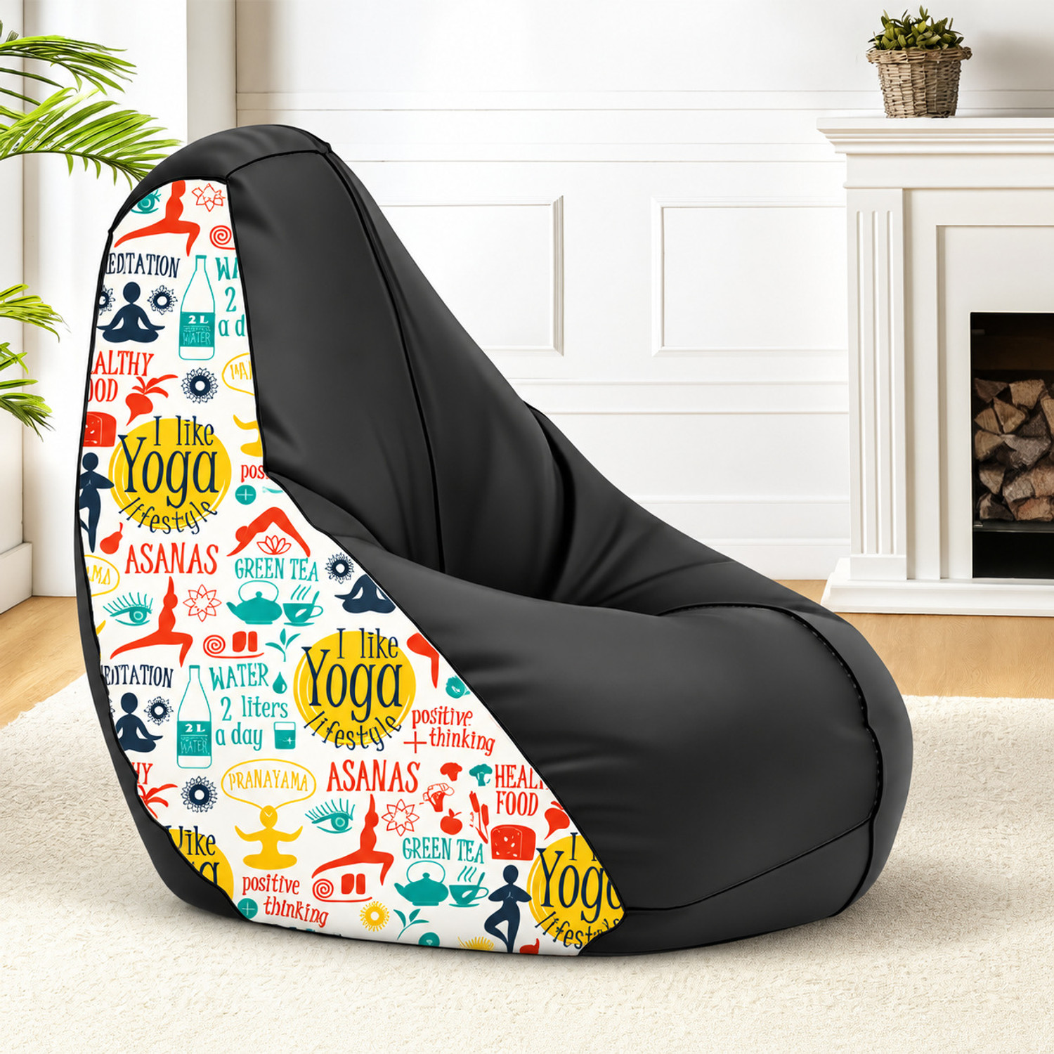 Image of STAR 5XL Printed Bean Bag Filled with Beans, Premium Bean Bag Chair, Bean Bag Sofa Chair, Teardrop Bean Bag With Bean Filling
