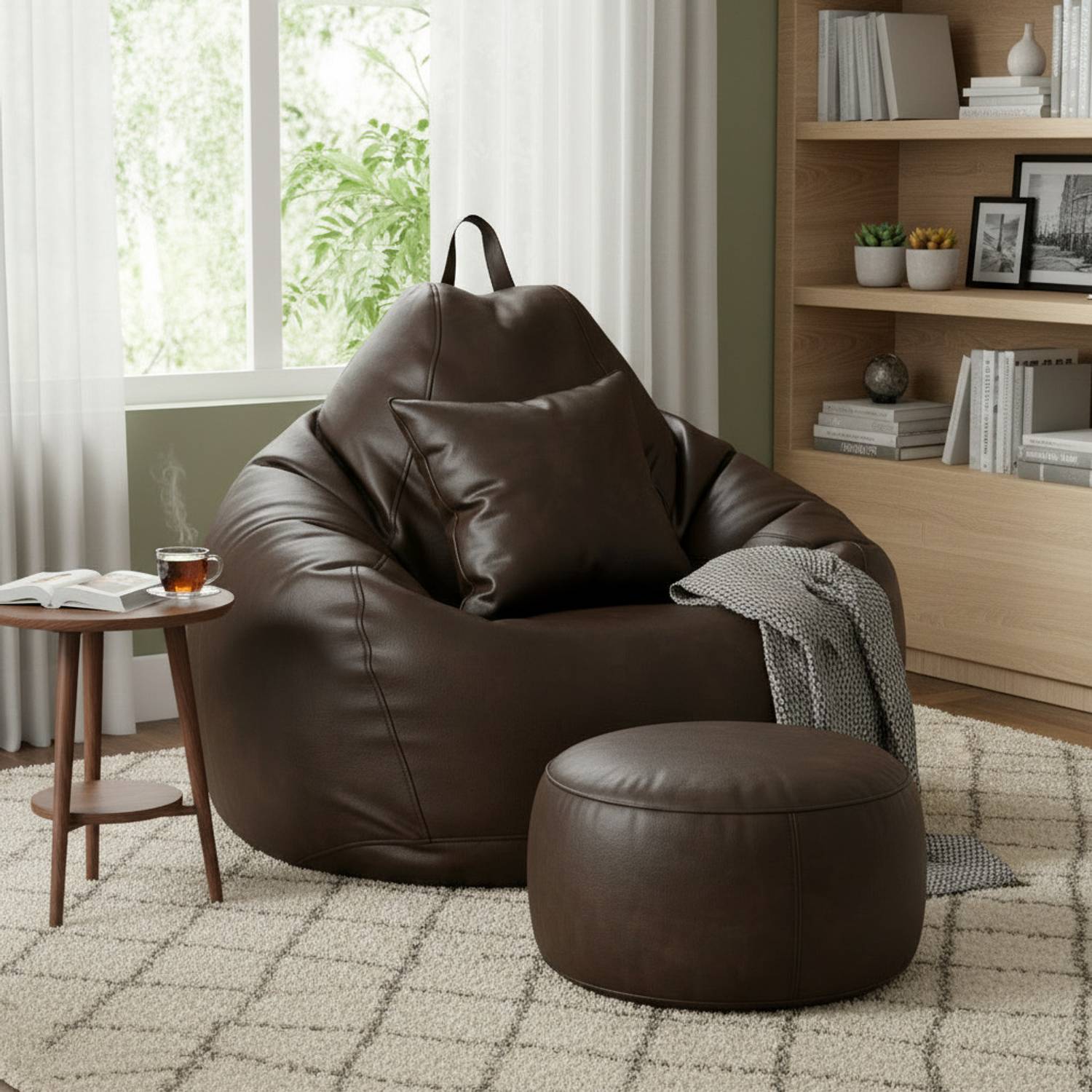 GIGLICK 4XL Brown Bean Bag Cushion and Footrest - Image 2