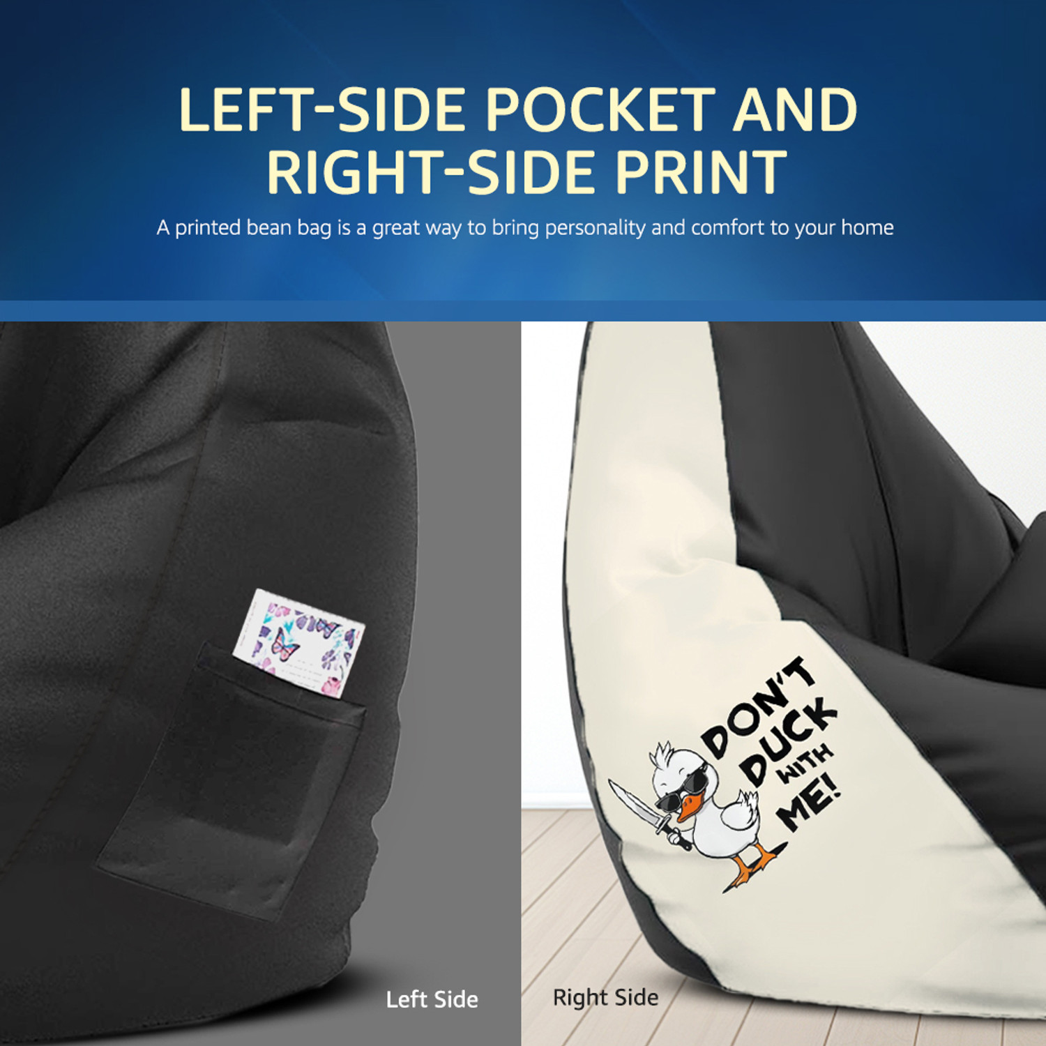 Image of STAR 5XL Printed Bean Bag Filled with Beans, Premium Bean Bag Chair, Bean Bag Sofa Chair, Teardrop Bean Bag With Bean Filling