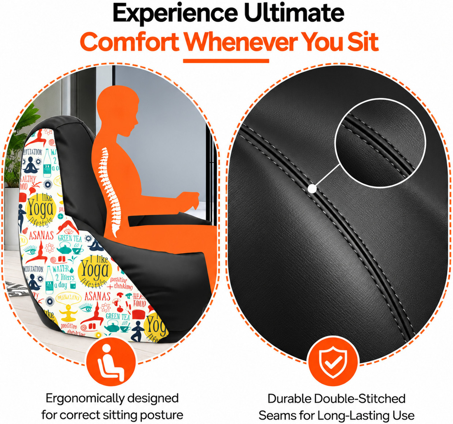Image of STAR 5XL Printed Bean Bag Filled with Beans, Premium Bean Bag Chair, Bean Bag Sofa Chair, Teardrop Bean Bag With Bean Filling
