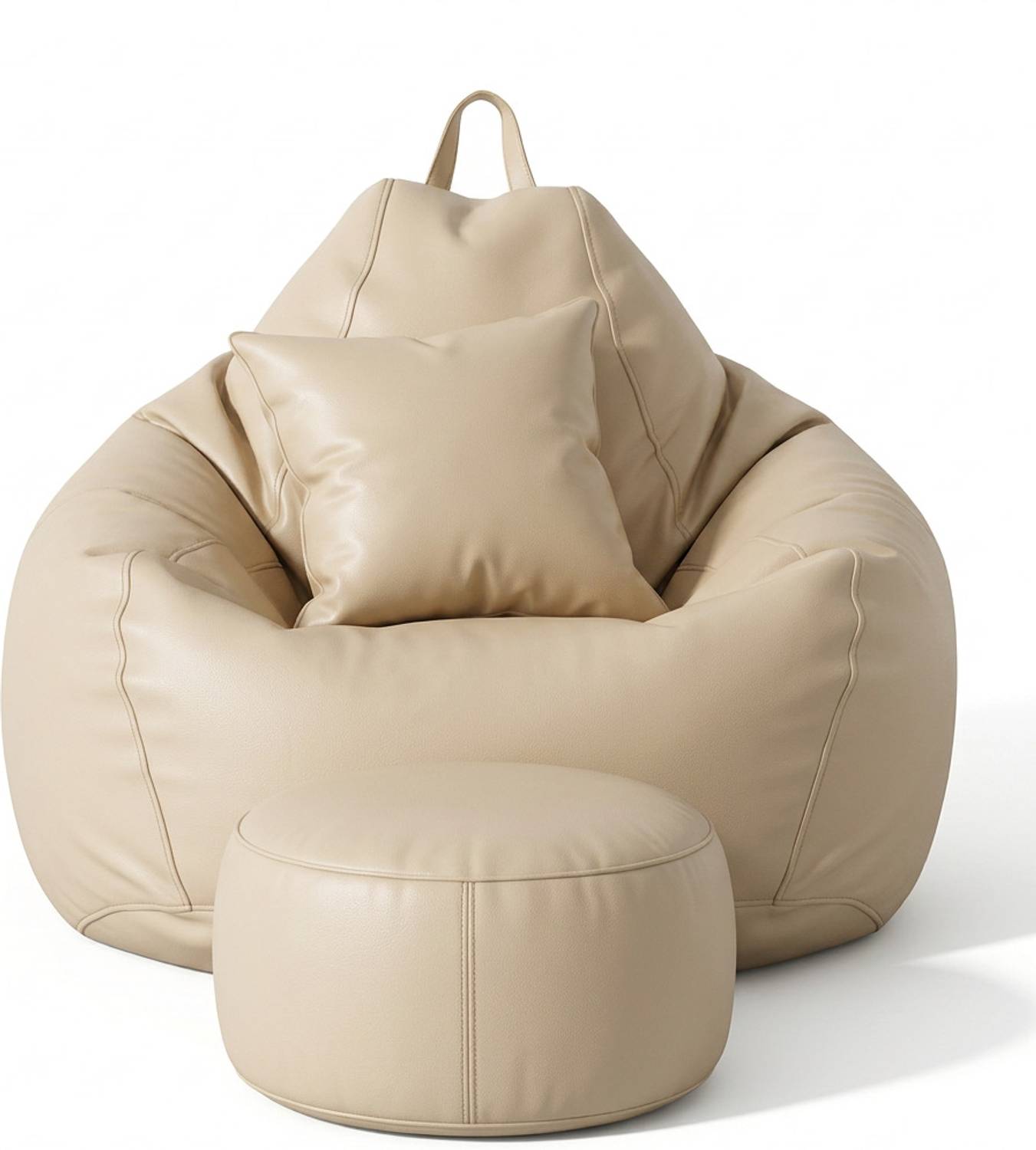GIGLICK 4XL GIGLICK 4XL Bean Bag Cushion and Footrest Filled with Beans- CREAM Bean Bag Chair With Bean Filling