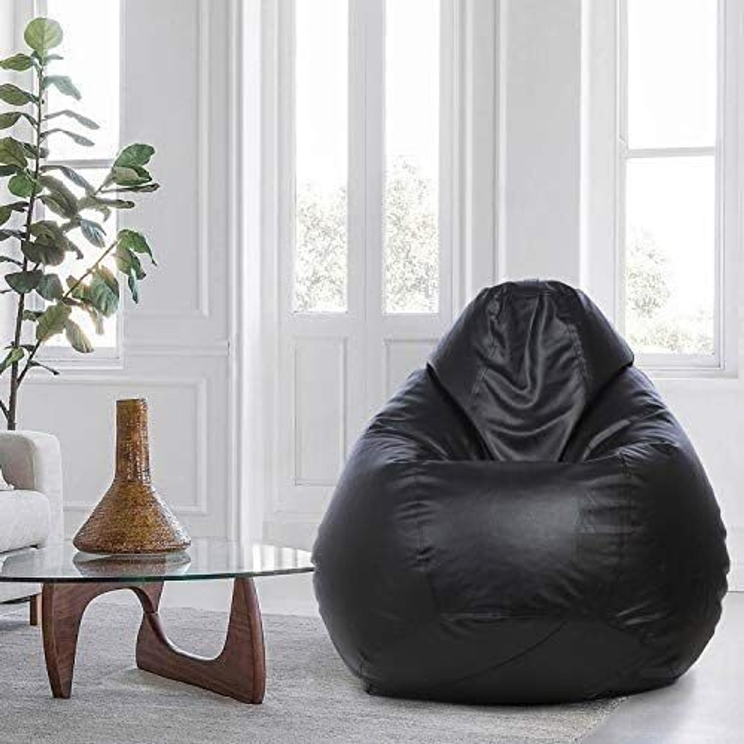 Image of SHOP 24 CARE XXL Bean Bag Chair | Ergonomic Gaming Seat, Premium Leatherette, Washable Cover Bean Bag Chair With Bean Filling