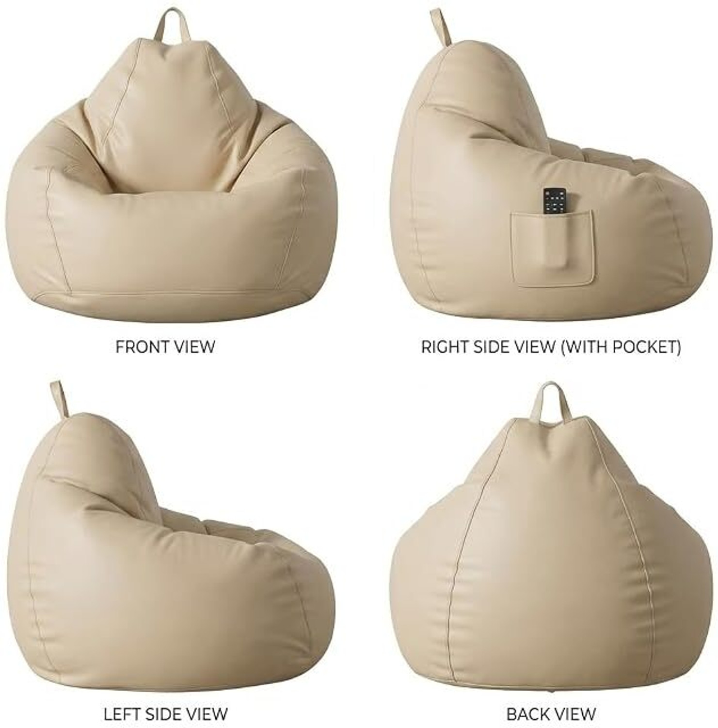 Image of Flipkart Perfect Homes Studio 4XL Faux Leather Leatherette Bean Bag with Footrest and Cushion Filled with Beans Bean Bag Chair With Bean Filling (Beige)