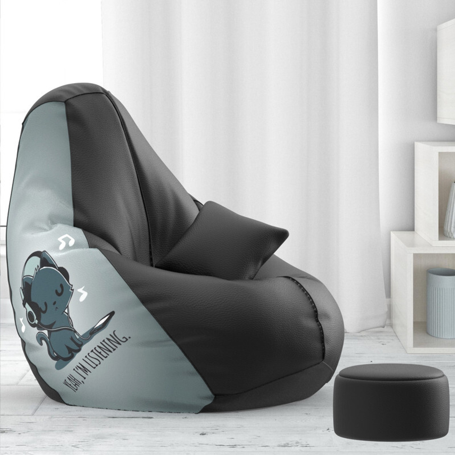 Image of Biggie 4XL PrintPuff Seats with Cushion and Footrest Teardrop Bean Bag With Bean Filling