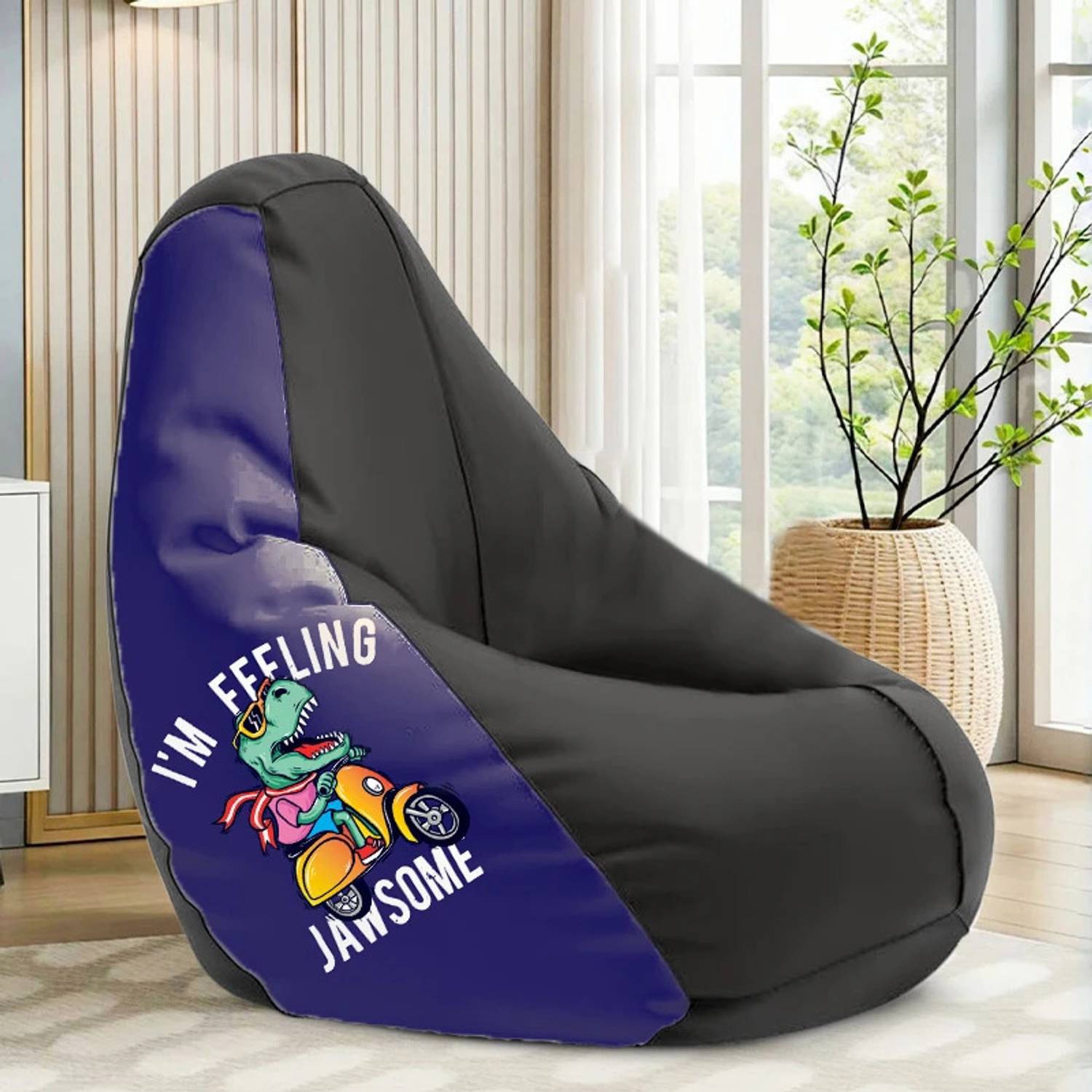 STAR XXXL I'm Feeling Jawsome Printed Bean Bag Filled with Beans, Premium Bean Bag Chair, Teardrop Bean Bag  With Bean Filling