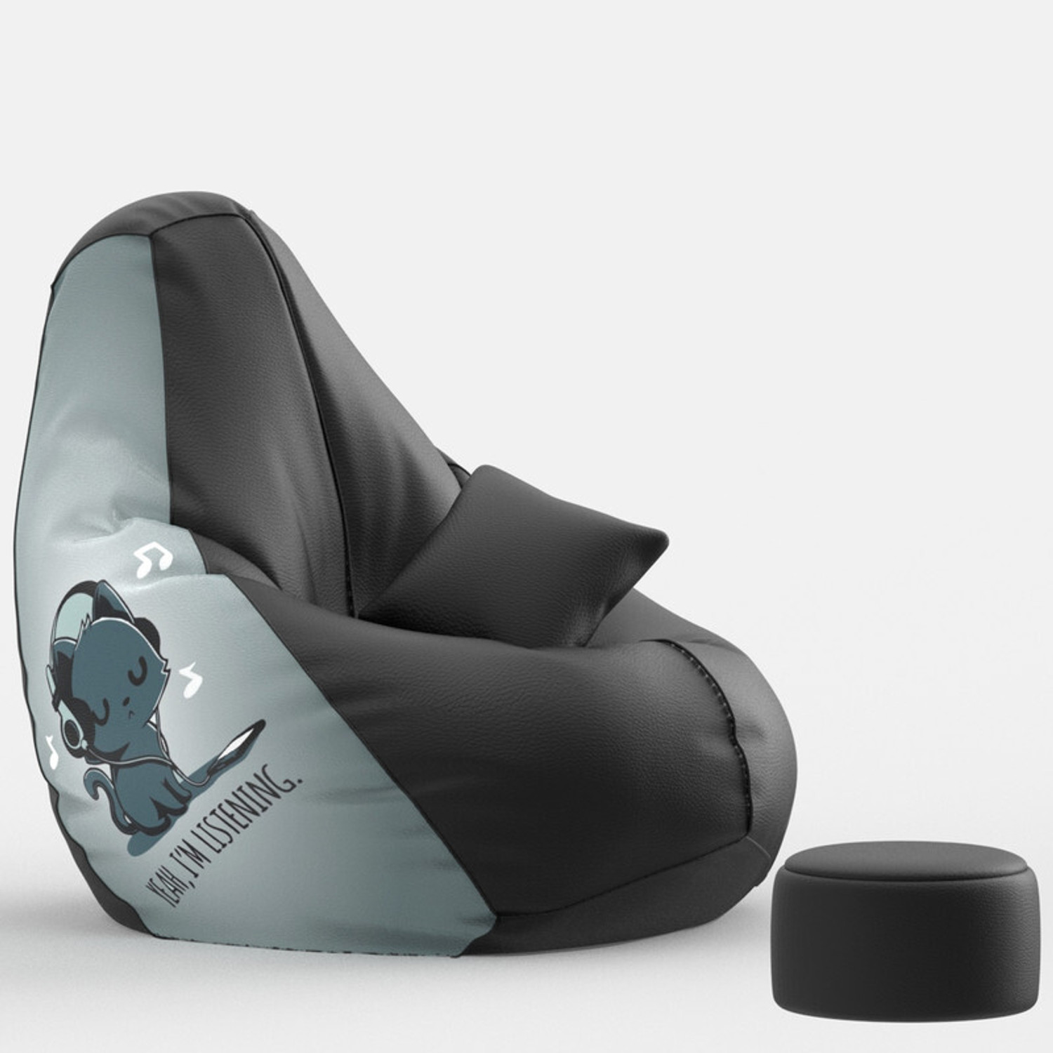 Image of Biggie 4XL PrintPuff Seats with Cushion and Footrest Teardrop Bean Bag With Bean Filling