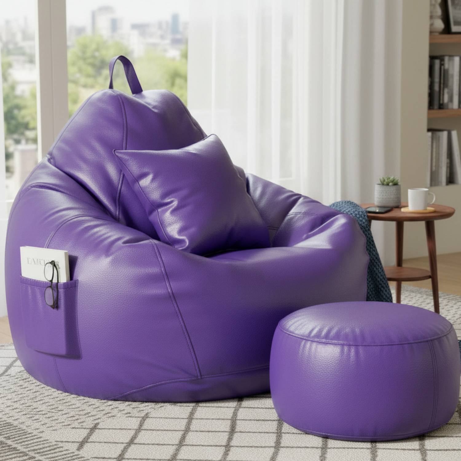 GIGLICK 4XL GIGLICK 4XL Bean Bag Cushion and Footrest Filled with Beans Bean Bag Chair With Bean Filling