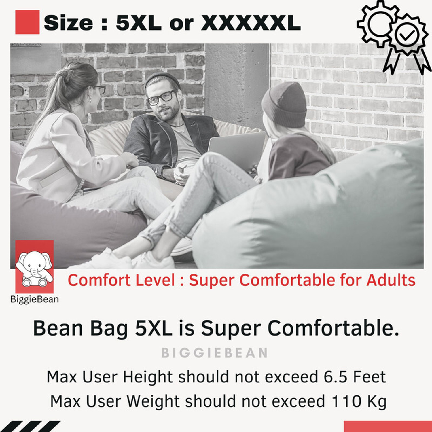Image of Beannie 5XL Premium, Designer - Slackers Lounge Theme-Not Today - Printed Teardrop Bean Bag With Bean Filling