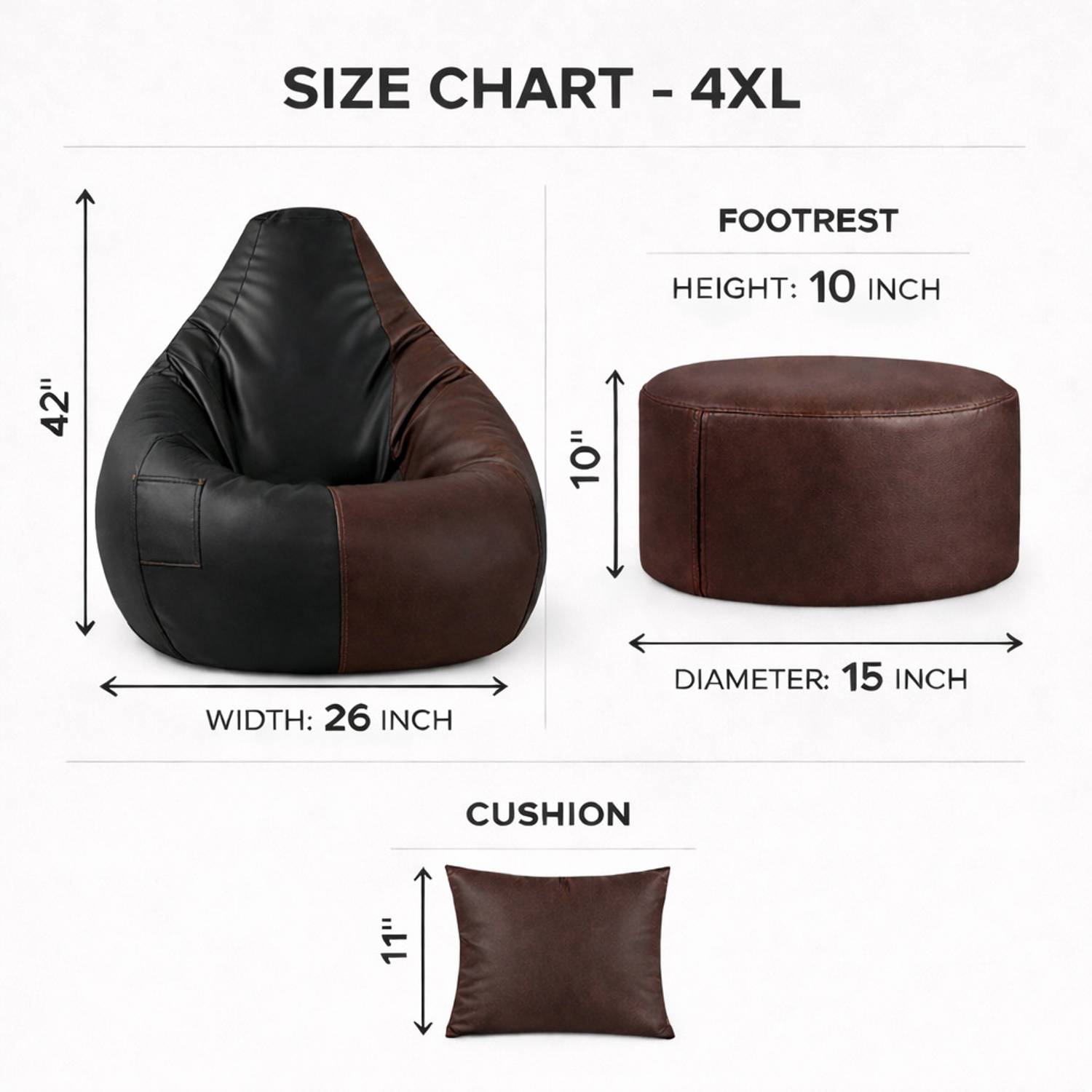 SHIRA 24 4XL Tear Drop Bean Bag Cover Black - Image 3