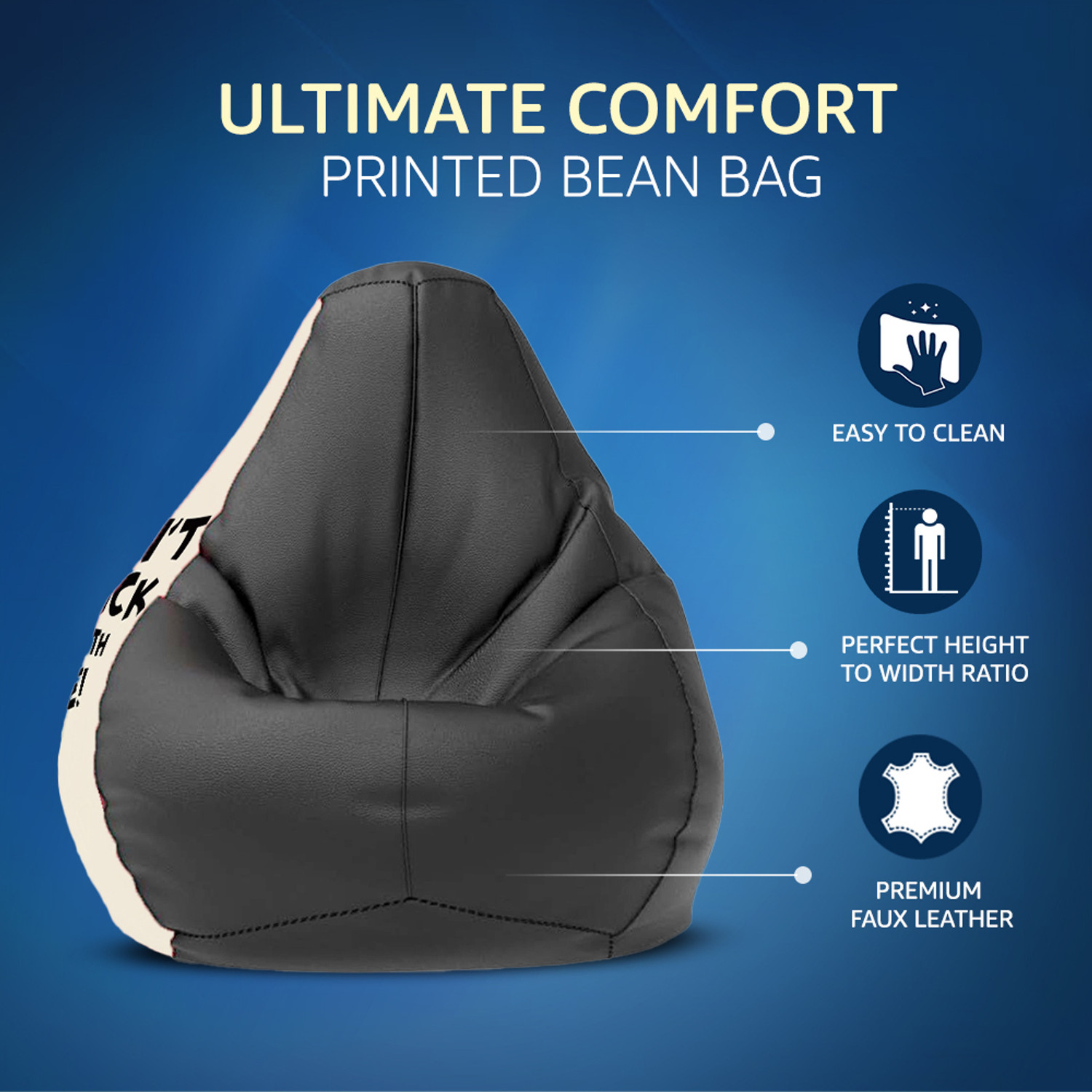 Image of STAR 5XL Printed Bean Bag Filled with Beans, Premium Bean Bag Chair, Bean Bag Sofa Chair, Teardrop Bean Bag With Bean Filling