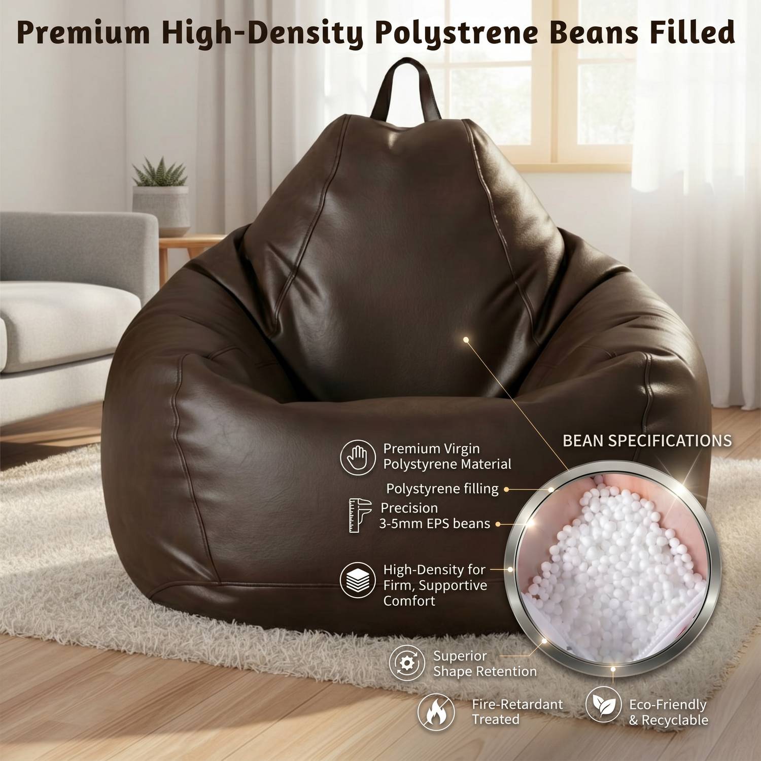 GIGLICK 4XL Brown Bean Bag Cushion and Footrest - Image 4