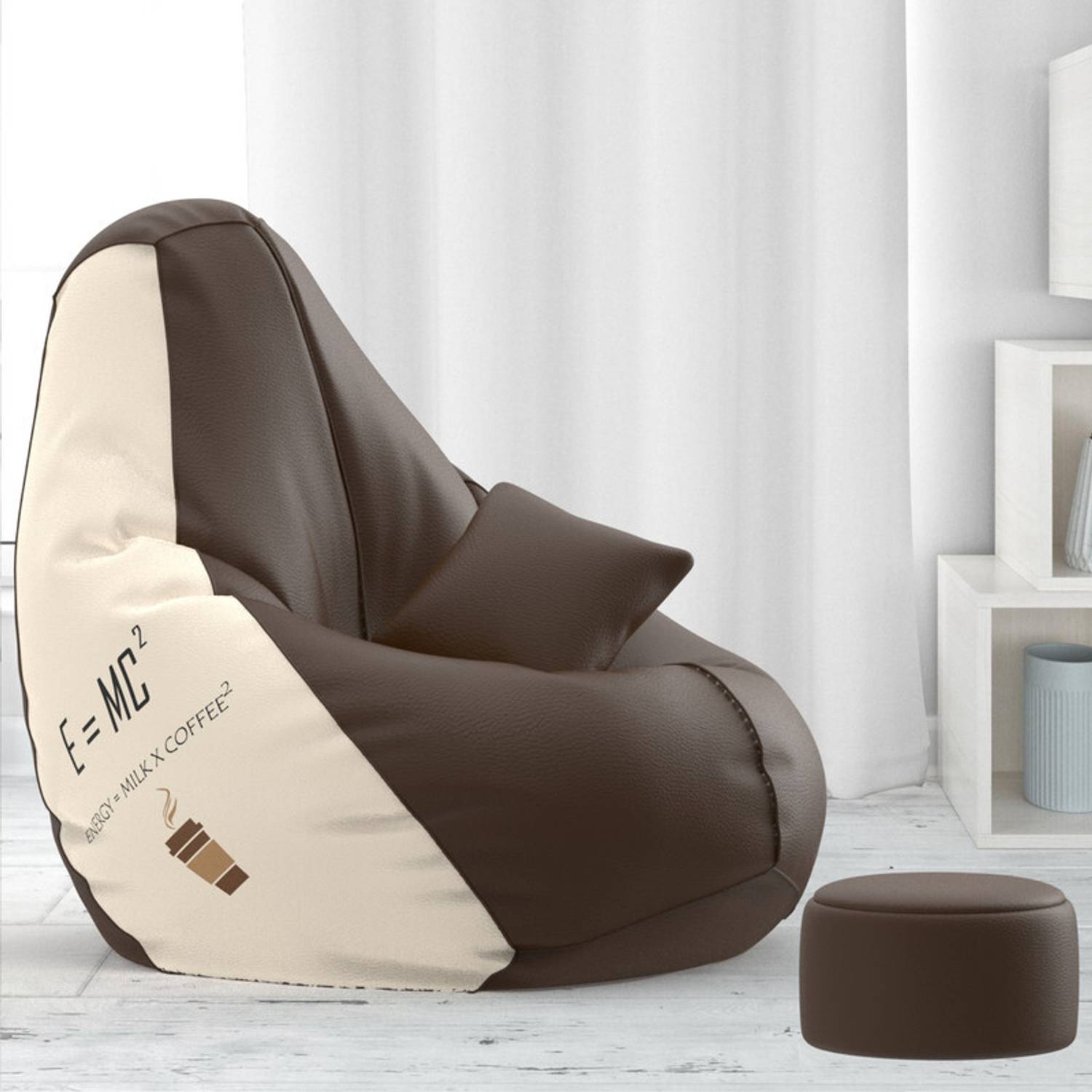 Beannie 4XL Premium Brown Cream Bean Bag - Image 1