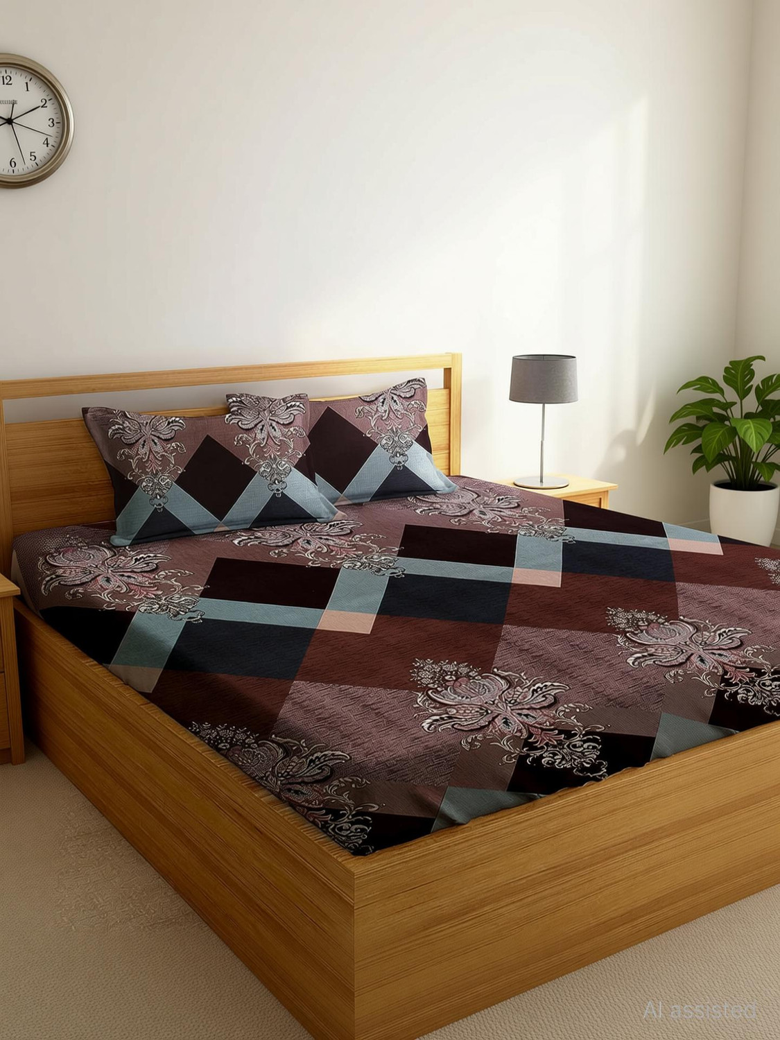 Image of CLICKNBUY Reversible Cotton King Bed Cover